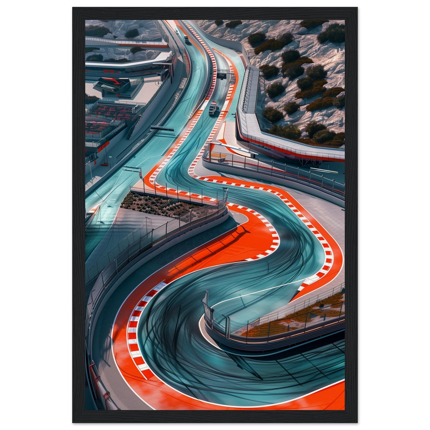 Poster F1 Circuit ( 30x45-cm-Bois-noir)