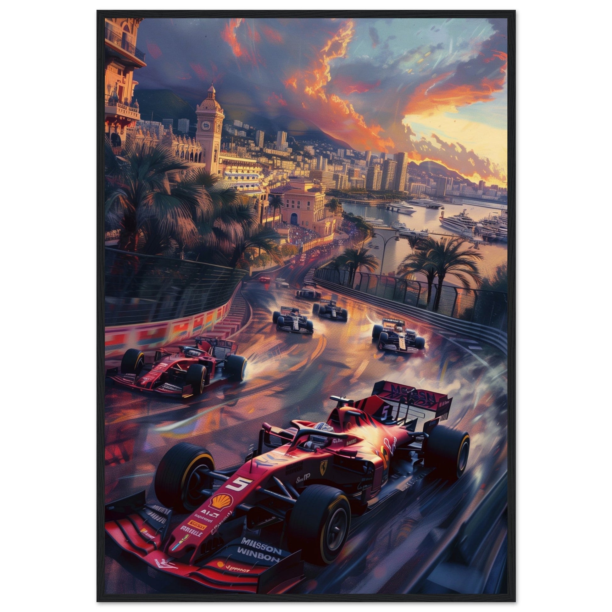 Poster F1 Monaco ( 70x100-cm-Bois-noir)