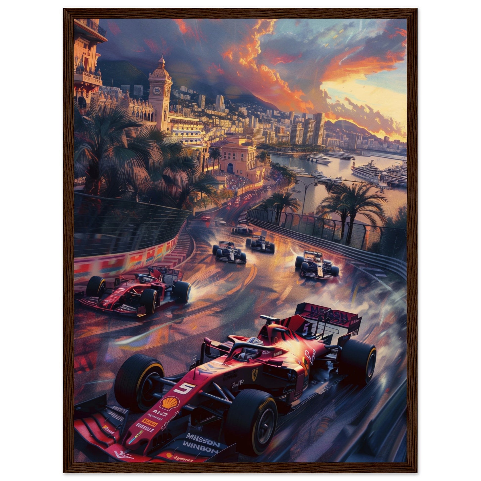 Poster F1 Monaco ( 45x60-cm-Bois-foncé)