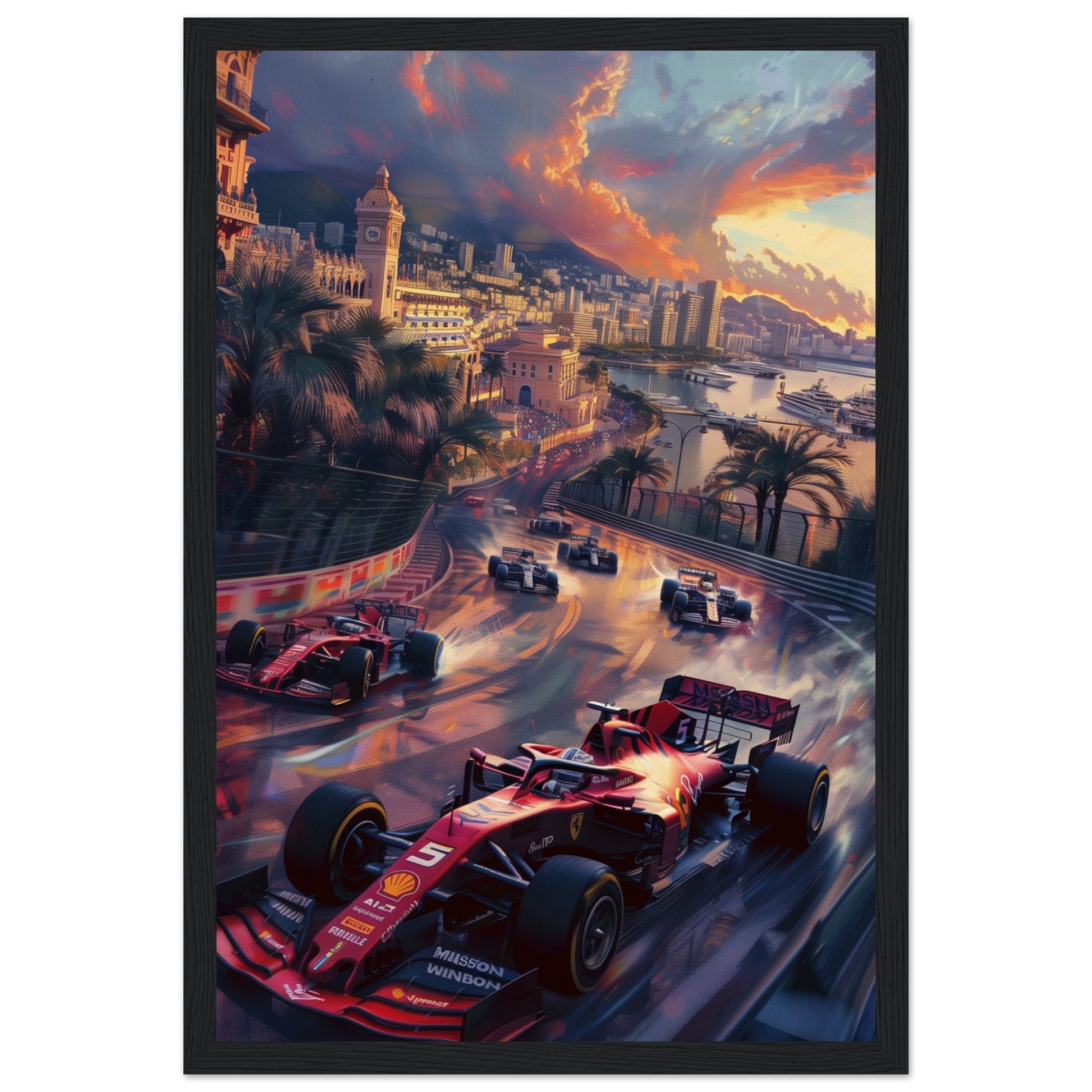 Poster F1 Monaco ( 30x45-cm-Bois-noir)