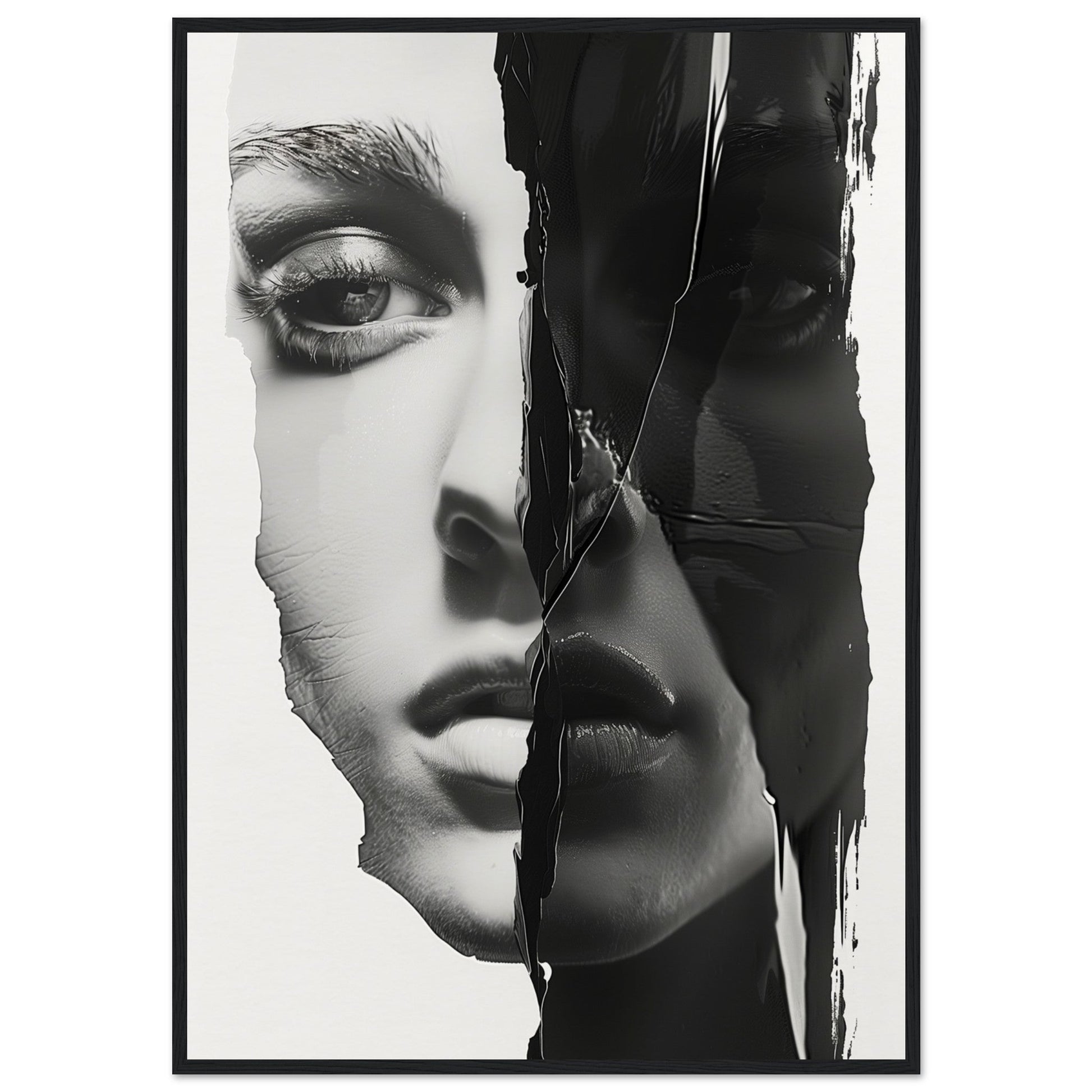 Poster Femme Noir et Blanc ( 70x100-cm-Bois-noir)