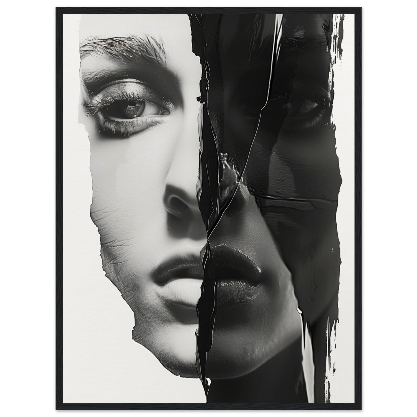 Poster Femme Noir et Blanc ( 60x80-cm-Bois-noir)