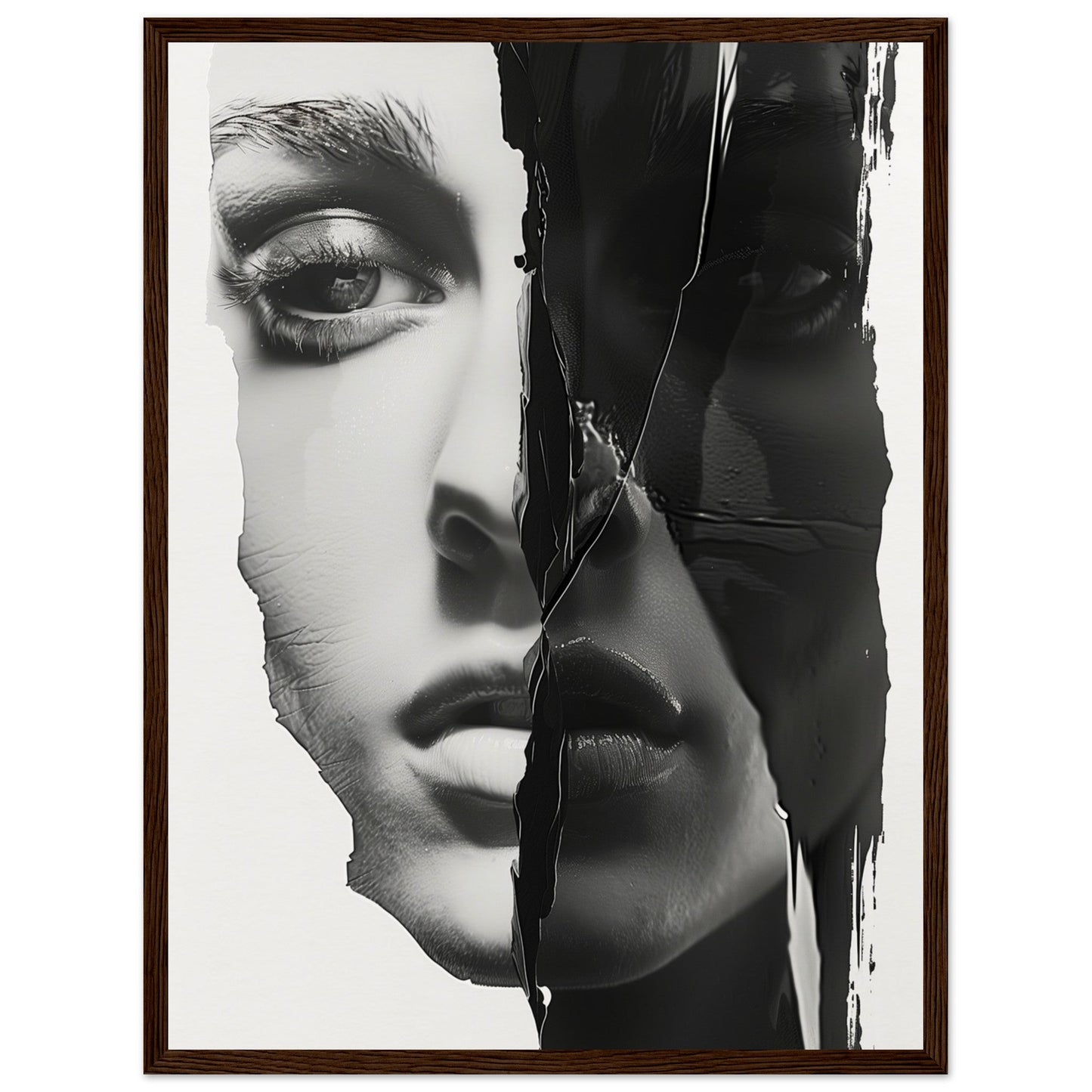 Poster Femme Noir et Blanc ( 45x60-cm-Bois-foncé)