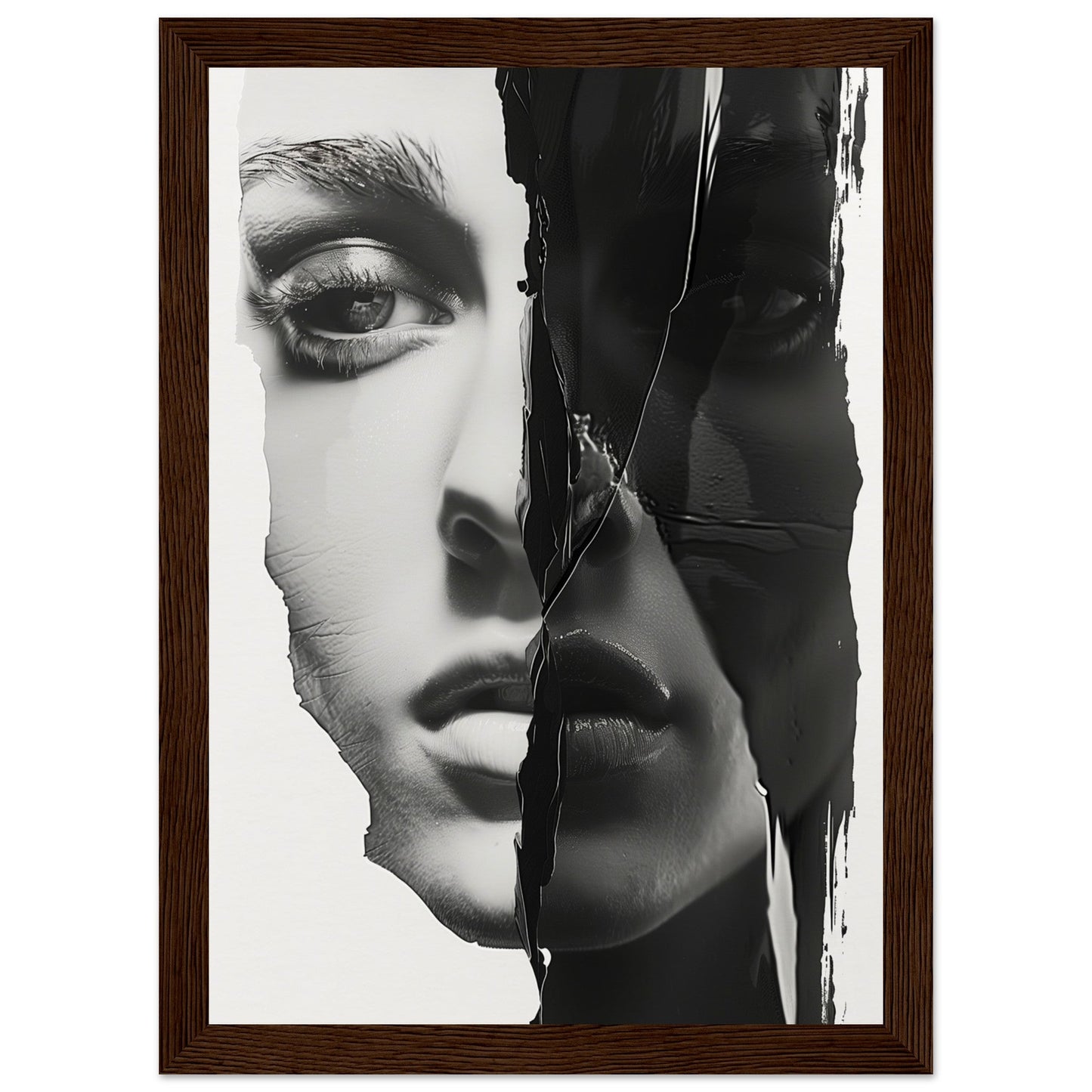 Poster Femme Noir et Blanc ( 21x29.7-cm-Bois-foncé)