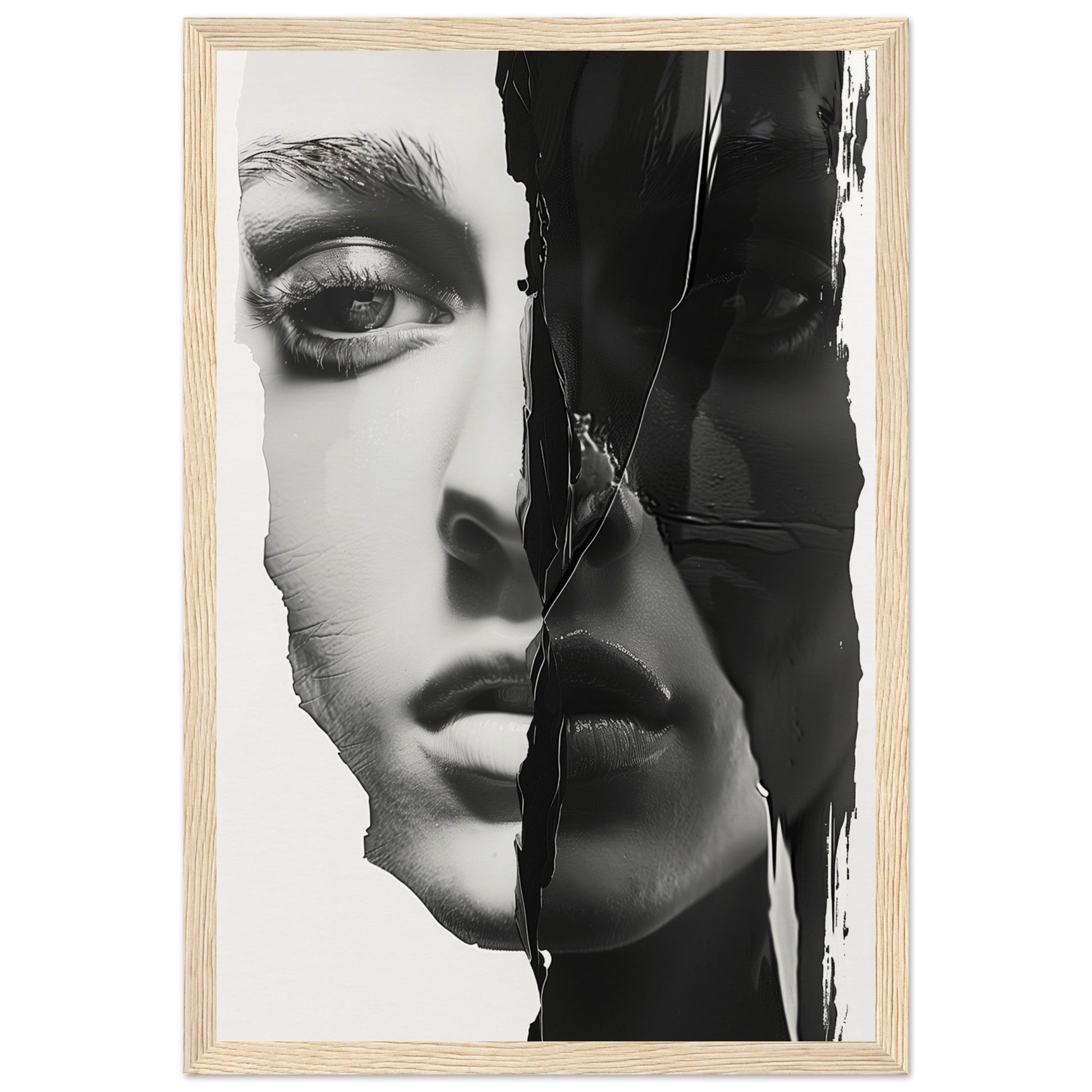 Poster Femme Noir et Blanc ( 30x45-cm-Bois-clair)