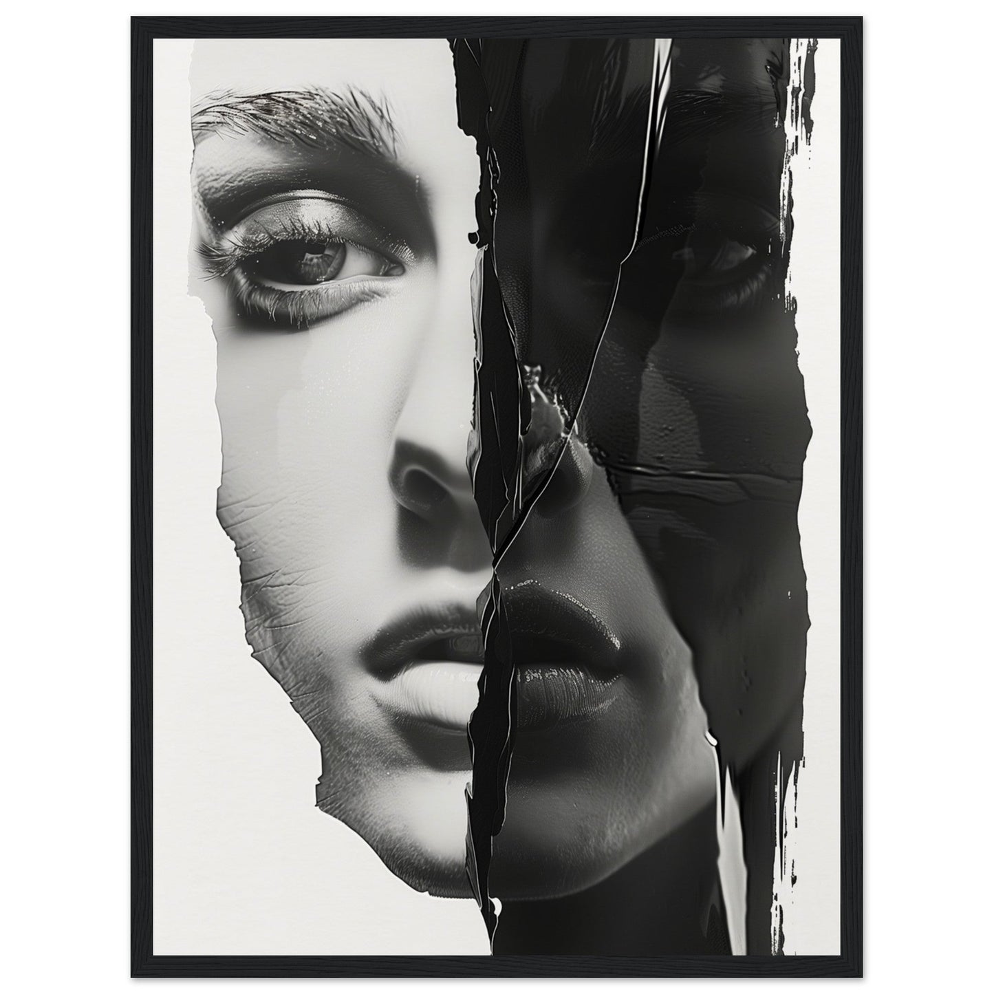 Poster Femme Noir et Blanc ( 45x60-cm-Bois-noir)