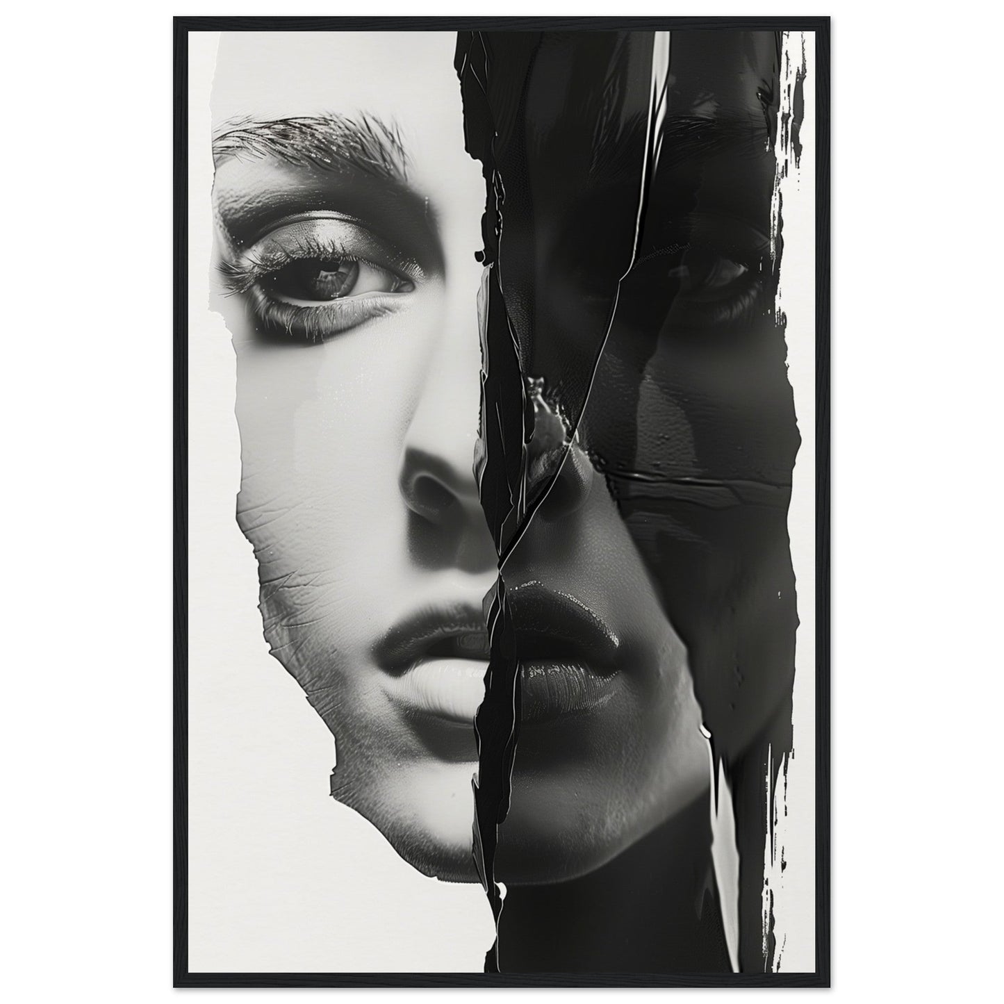 Poster Femme Noir et Blanc ( 60x90-cm-Bois-noir)