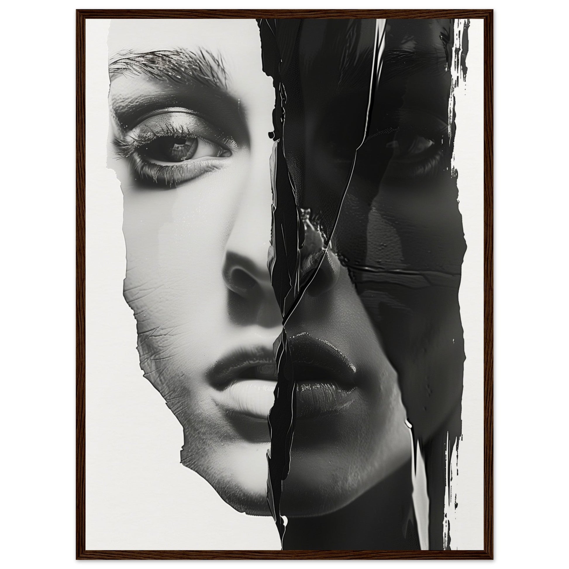 Poster Femme Noir et Blanc ( 60x80-cm-Bois-foncé)