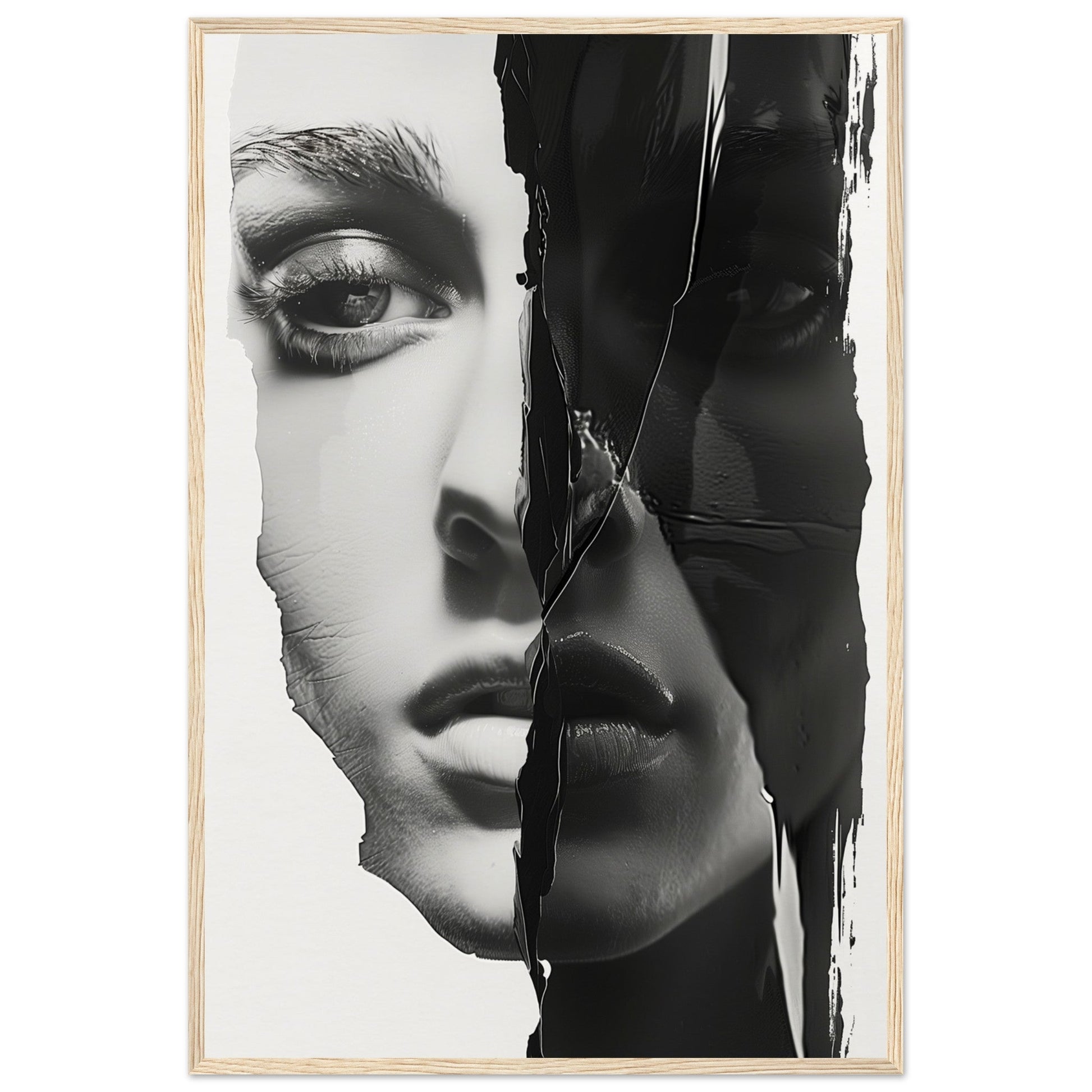 Poster Femme Noir et Blanc ( 60x90-cm-Bois-clair)