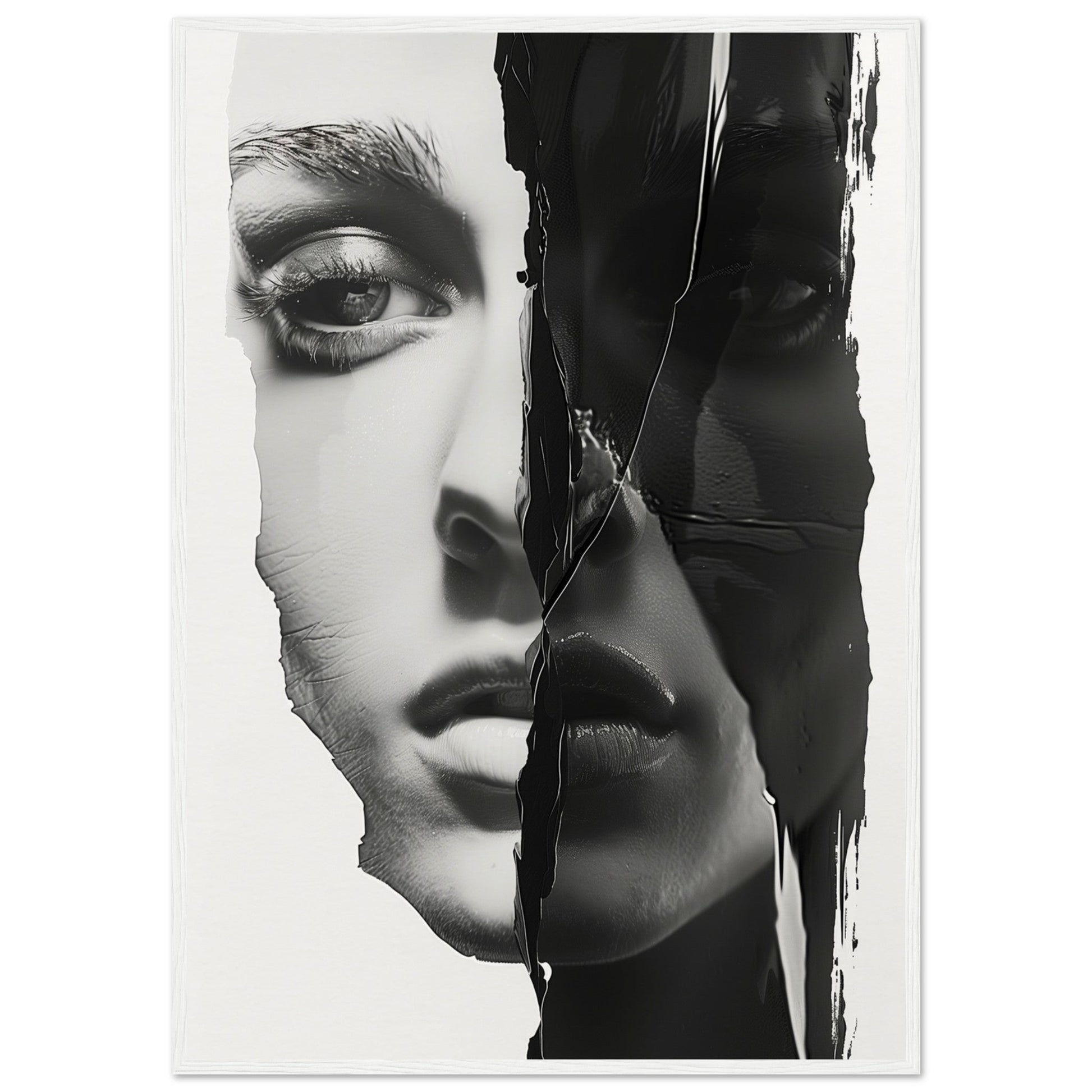 Poster Femme Noir et Blanc ( 70x100-cm-Bois-blanc)