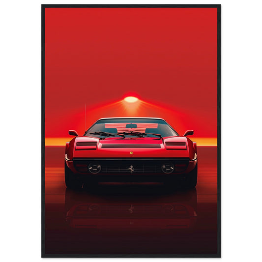 Poster Ferrari 328 ( 70x100-cm-Bois-noir)