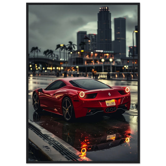 Poster Ferrari 458 Italia ( 70x100-cm-Bois-noir)