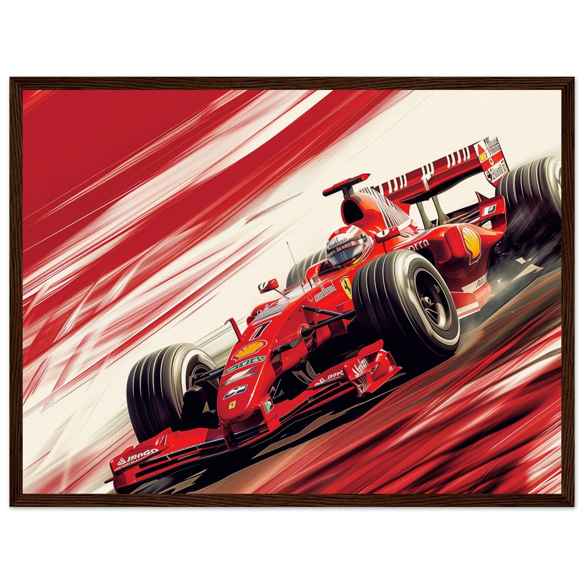 Poster Ferrari F1 ( 45x60-cm-Bois-foncé)