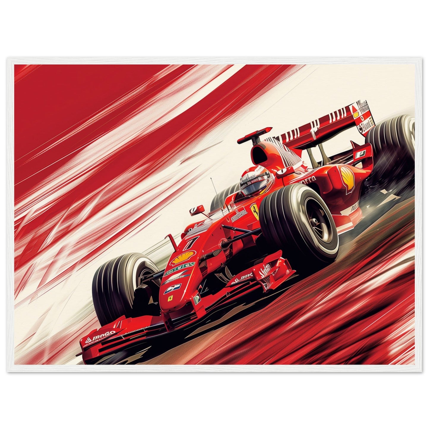 Poster Ferrari F1 ( 60x80-cm-Bois-blanc)