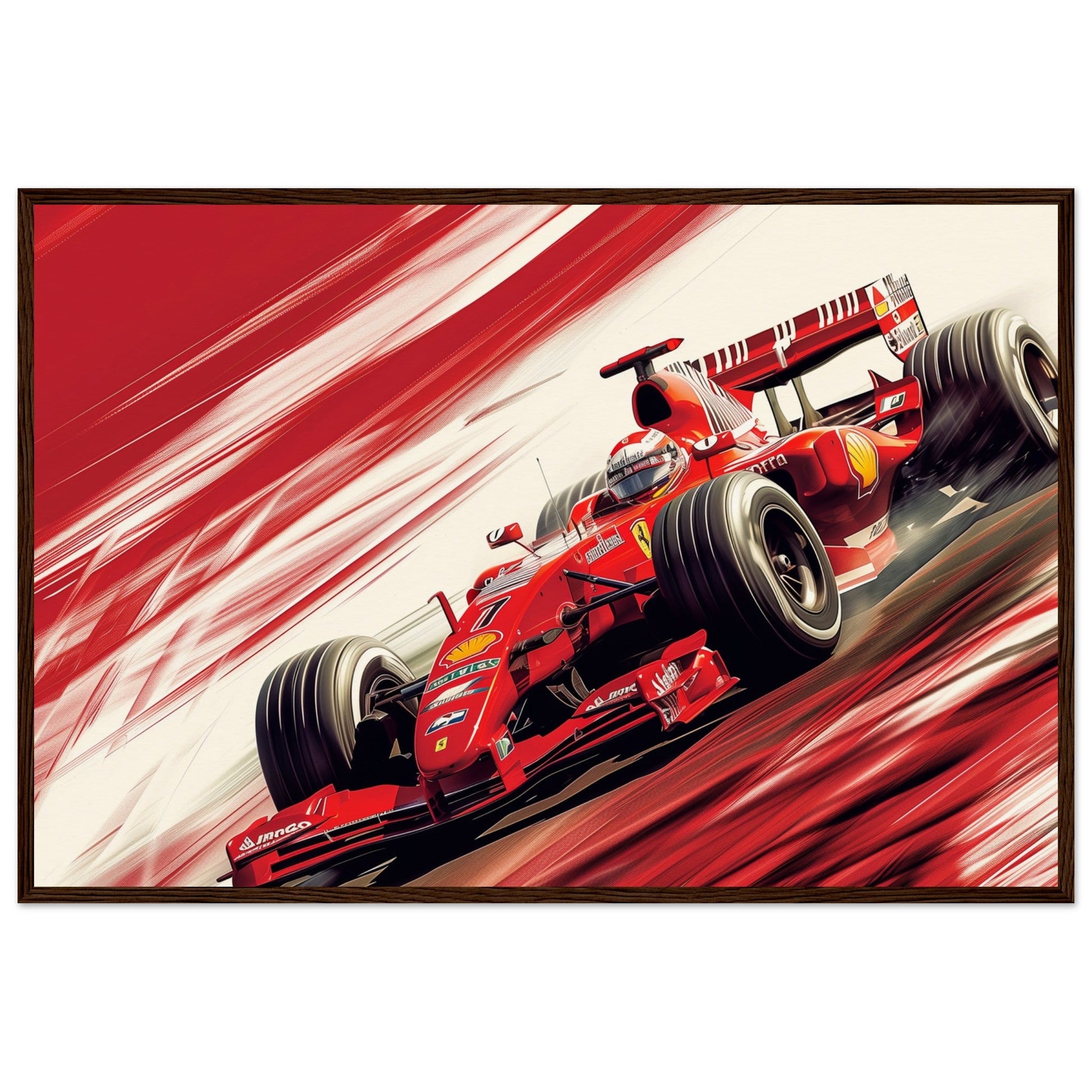 Poster Ferrari F1 ( 60x90-cm-Bois-foncé)