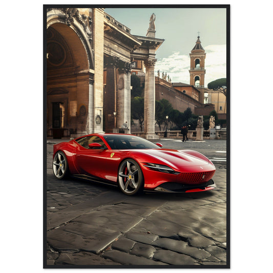 Poster Ferrari Roma ( 70x100-cm-Bois-noir)