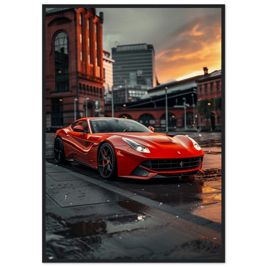 Poster Ferrari f12 ( 70x100-cm-Bois-noir)