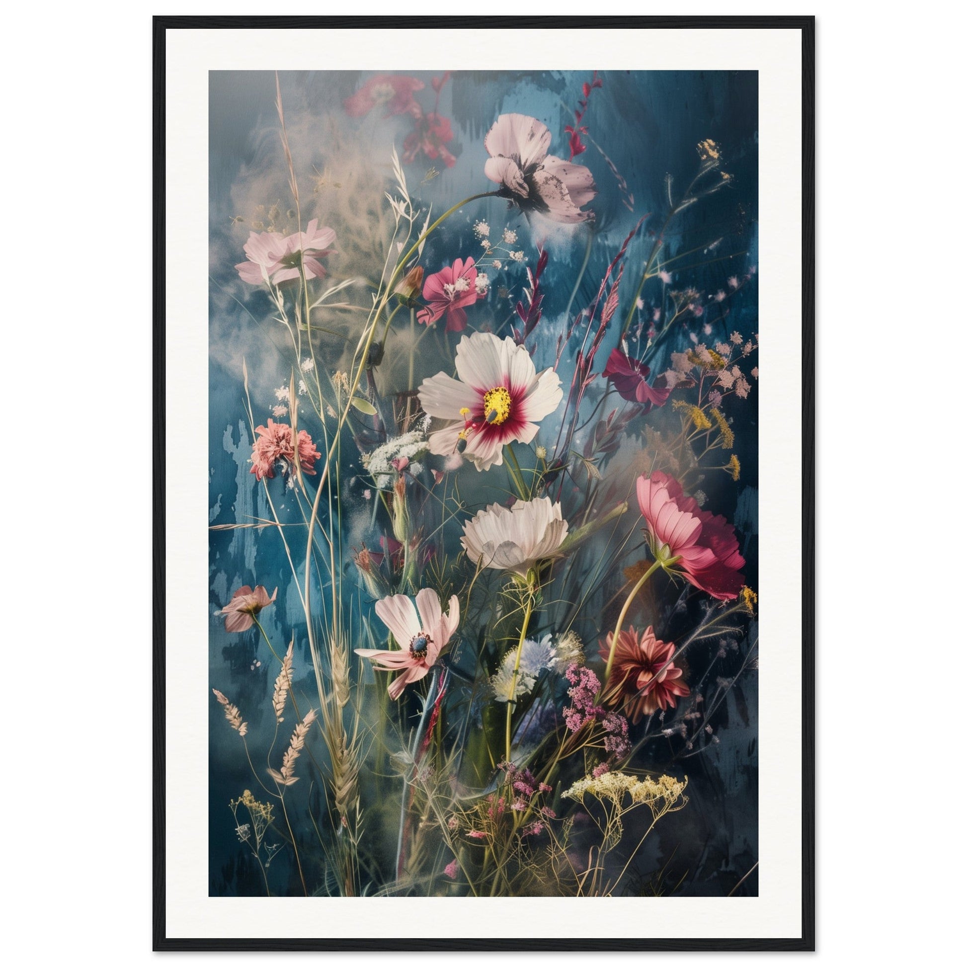 Poster Fleurs Des Champs ( 70x100-cm-Bois-noir)