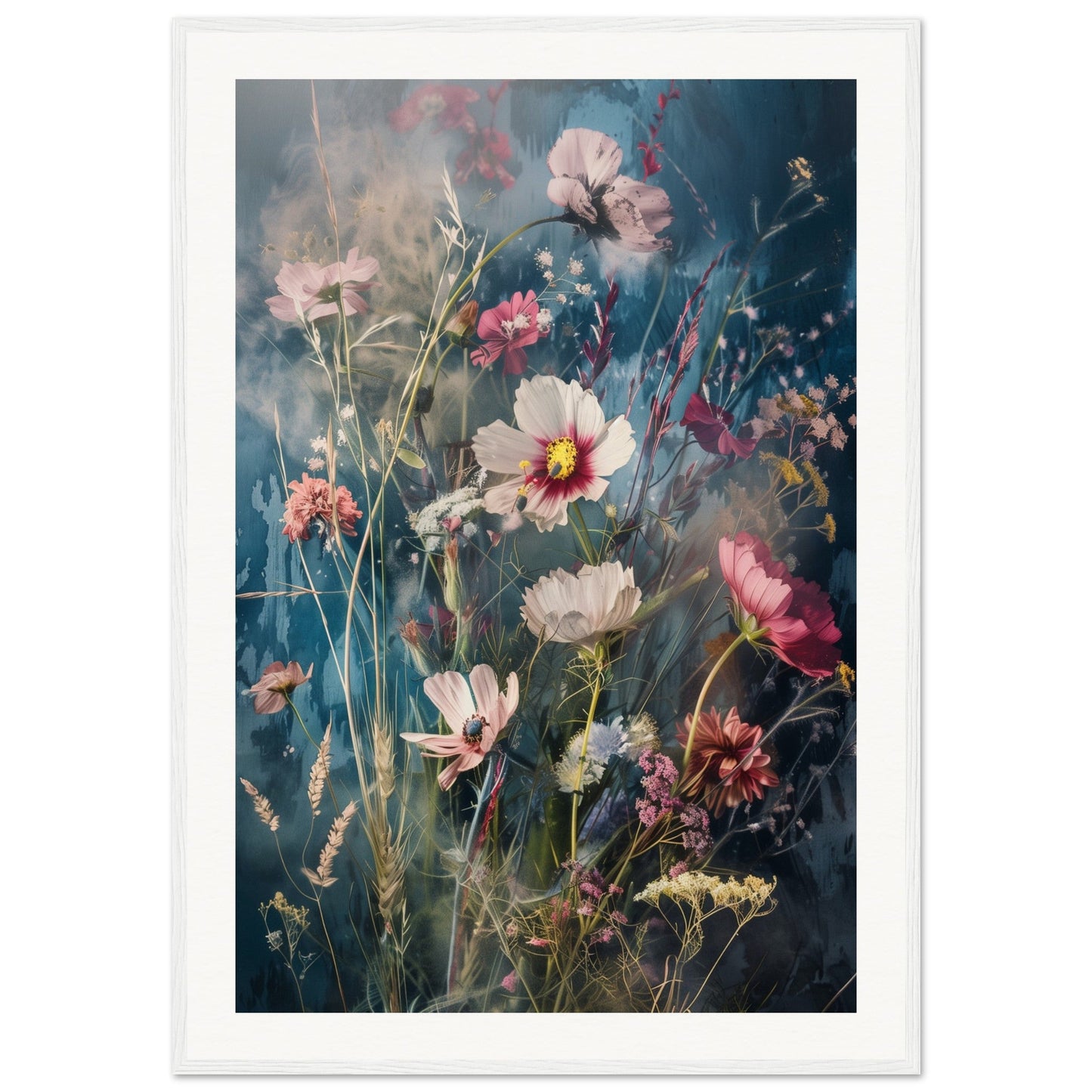 Poster Fleurs Des Champs ( 70x100-cm-Bois-blanc)