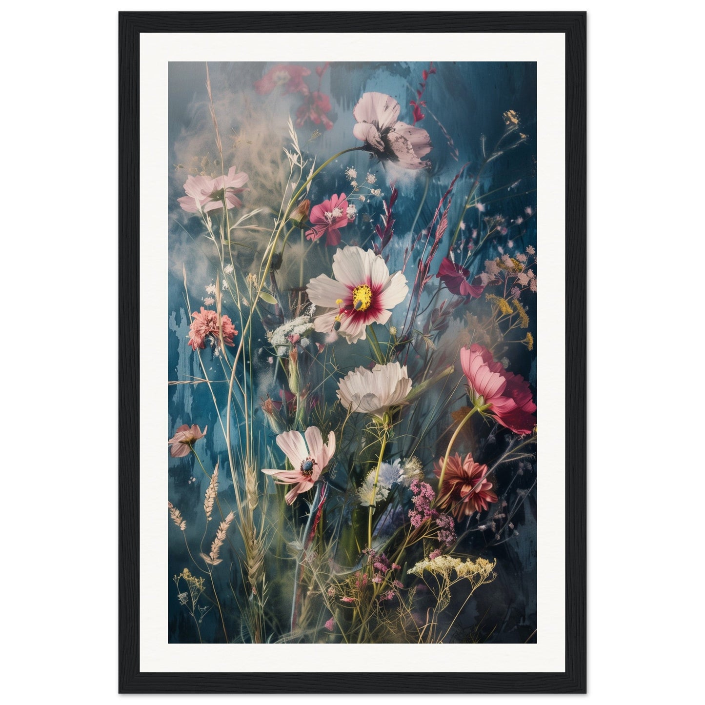 Poster Fleurs Des Champs ( 30x45-cm-Bois-noir)