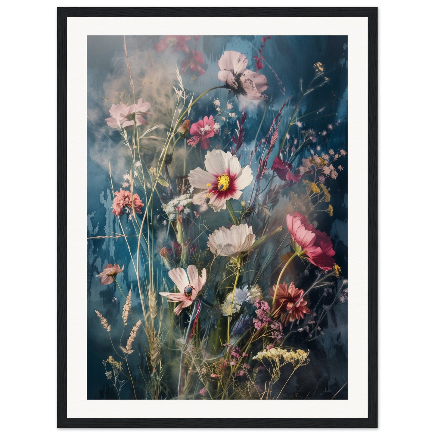 Poster Fleurs Des Champs ( 45x60-cm-Bois-noir)