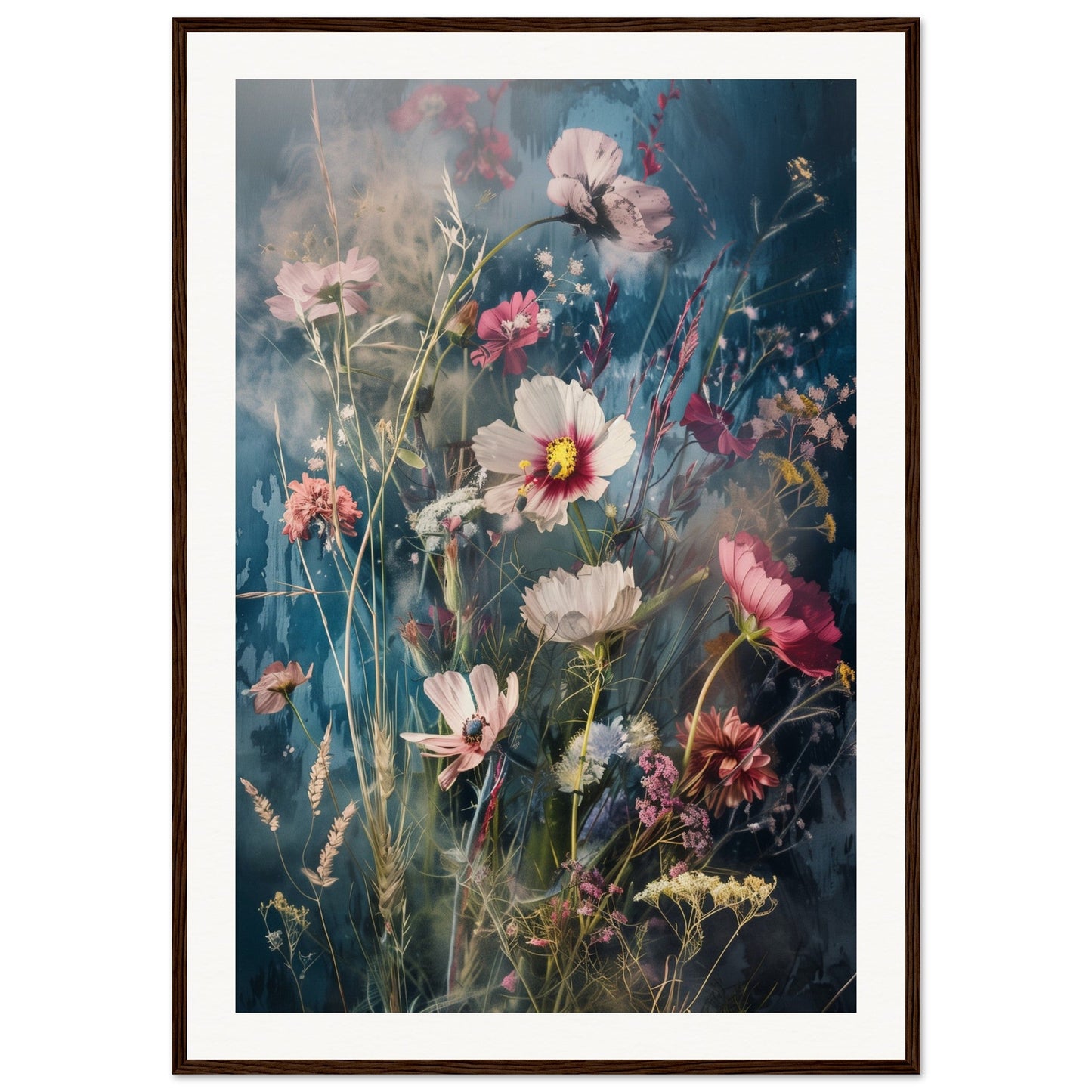 Poster Fleurs Des Champs ( 70x100-cm-Bois-foncé)