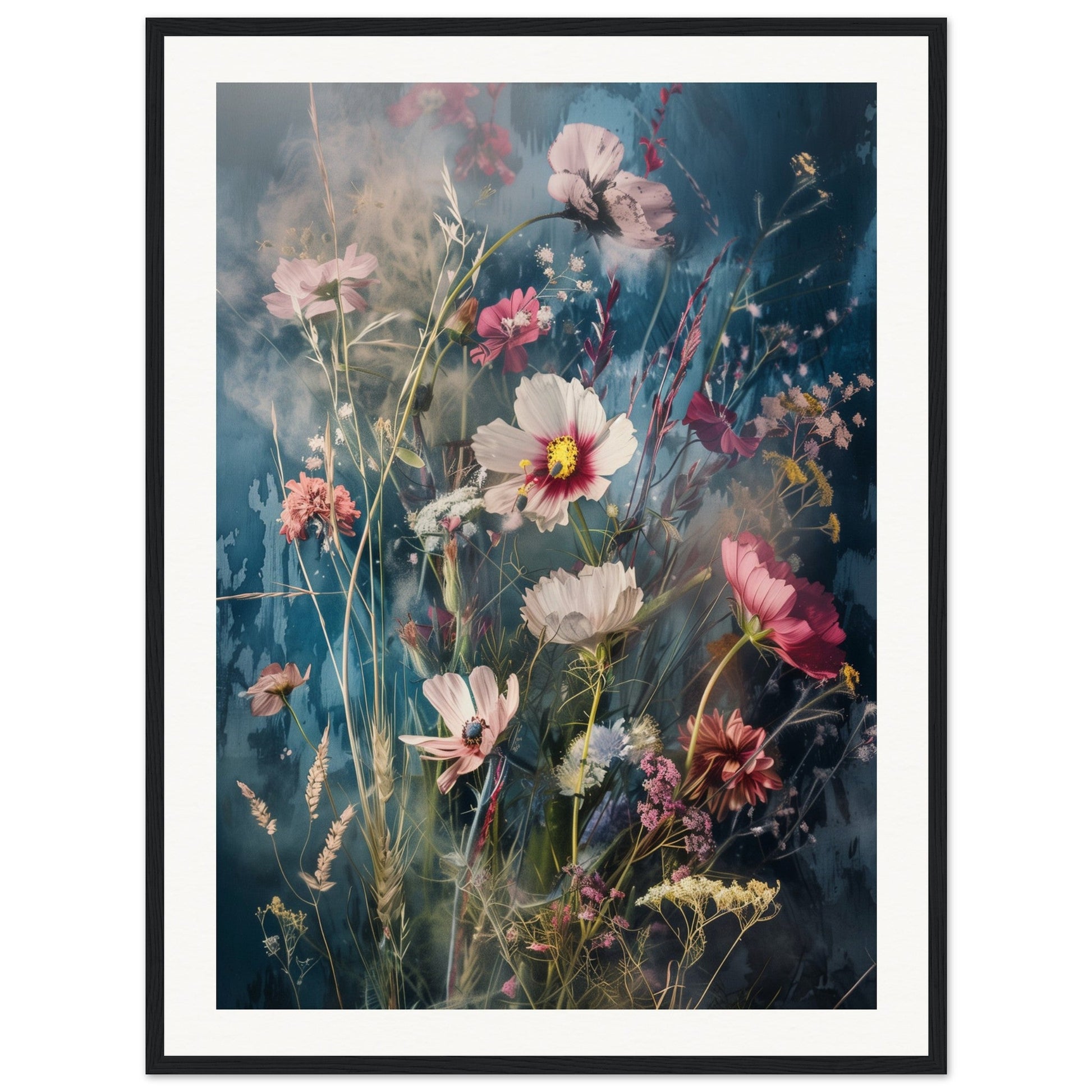 Poster Fleurs Des Champs ( 60x80-cm-Bois-noir)