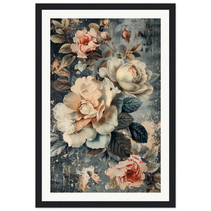 Poster Fleurs Vintage ( 30x45-cm-Bois-noir)