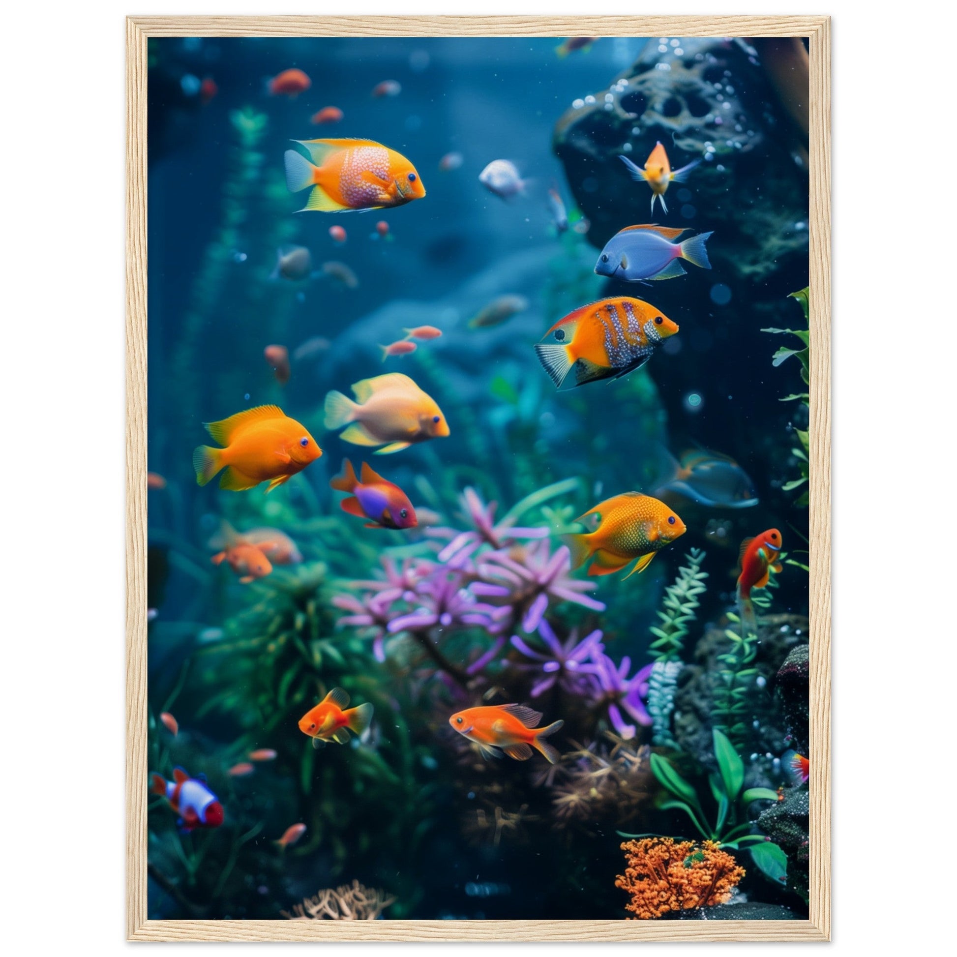 Poster Fond Aquarium ( 45x60-cm-Bois-clair)