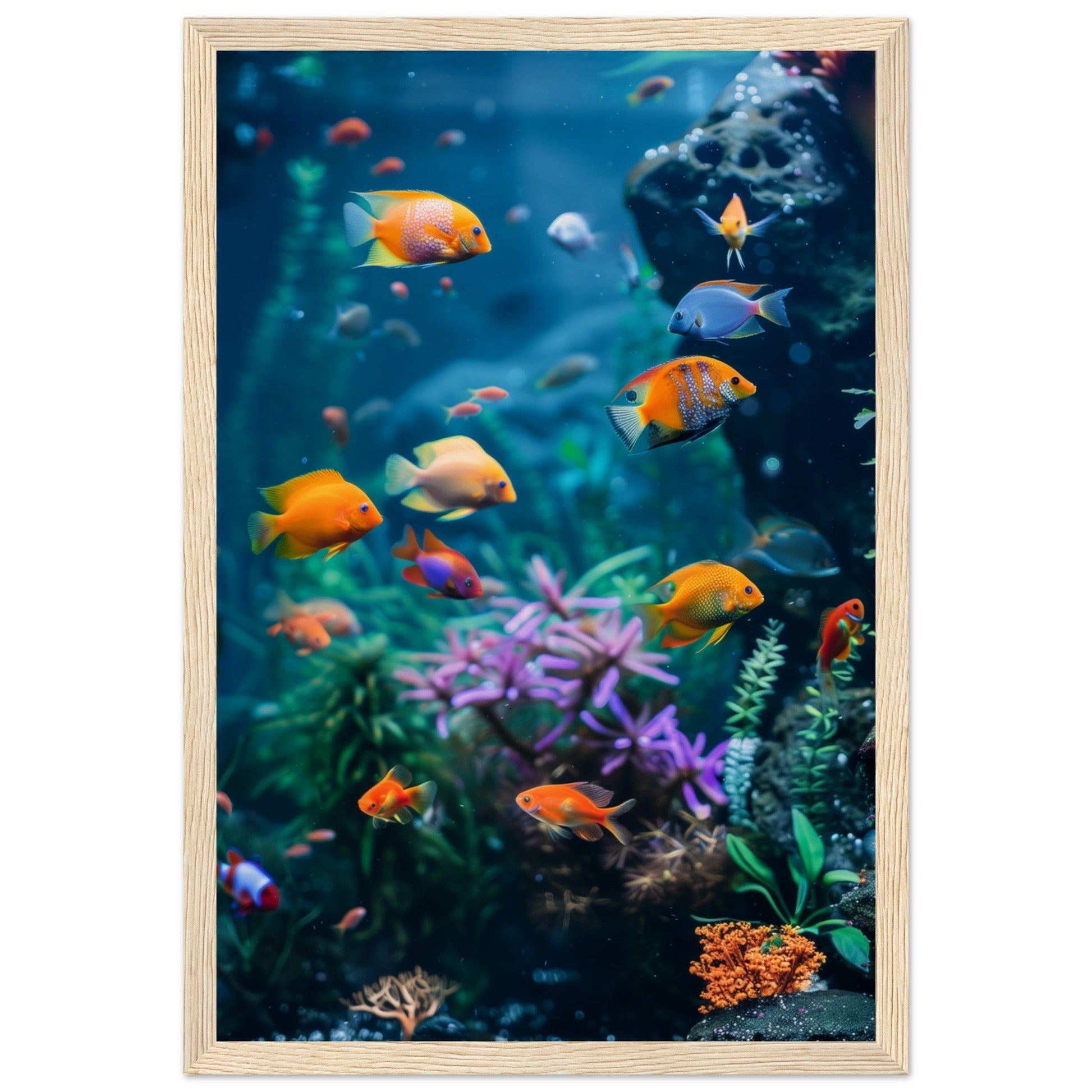 Poster Fond Aquarium ( 30x45-cm-Bois-clair)