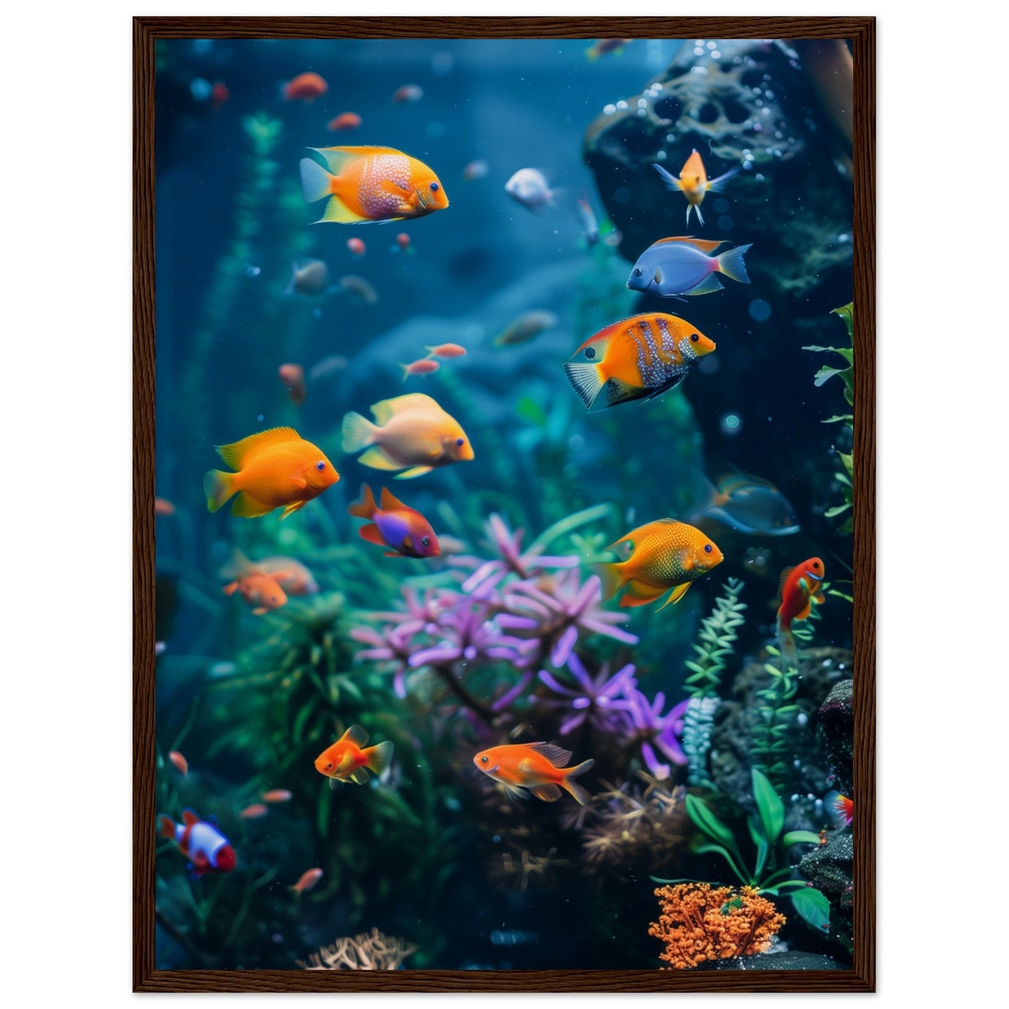 Poster Fond Aquarium ( 45x60-cm-Bois-foncé)