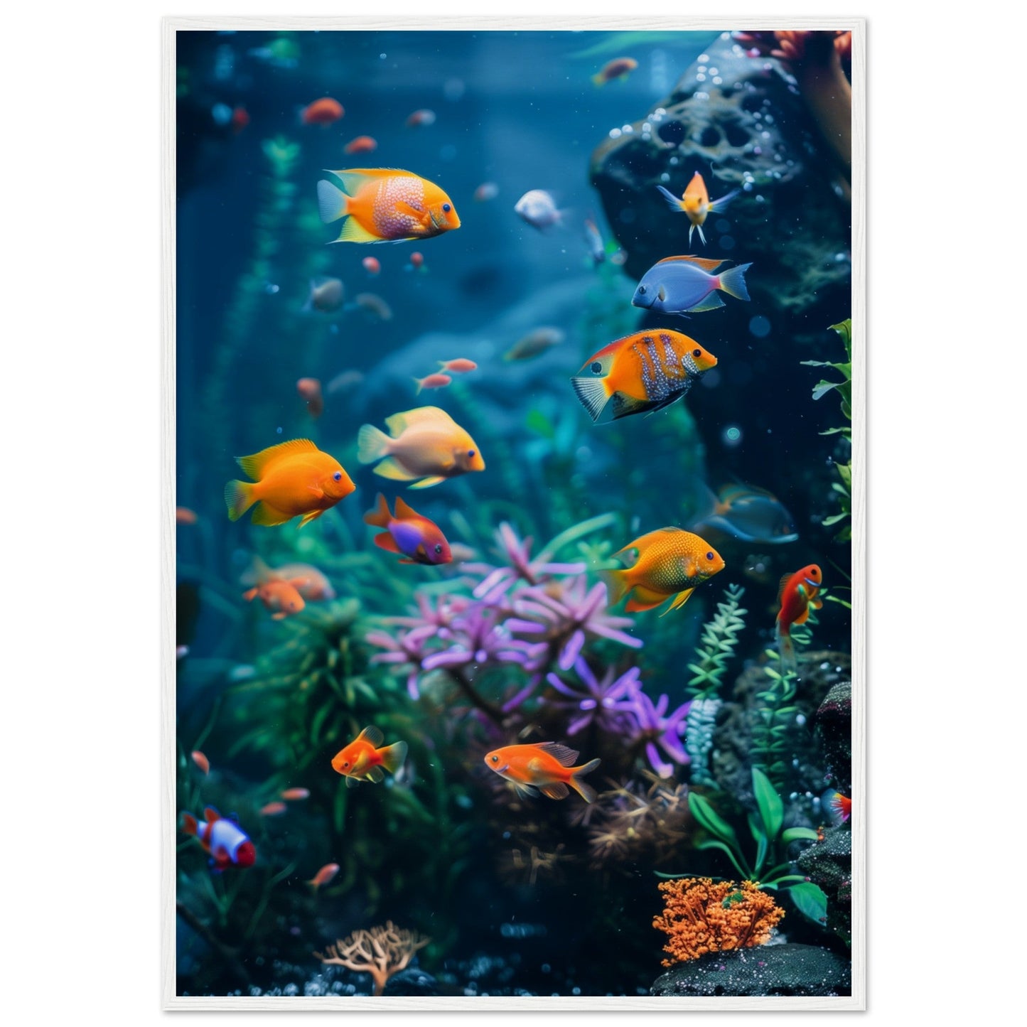 Poster Fond Aquarium ( 70x100-cm-Bois-blanc)