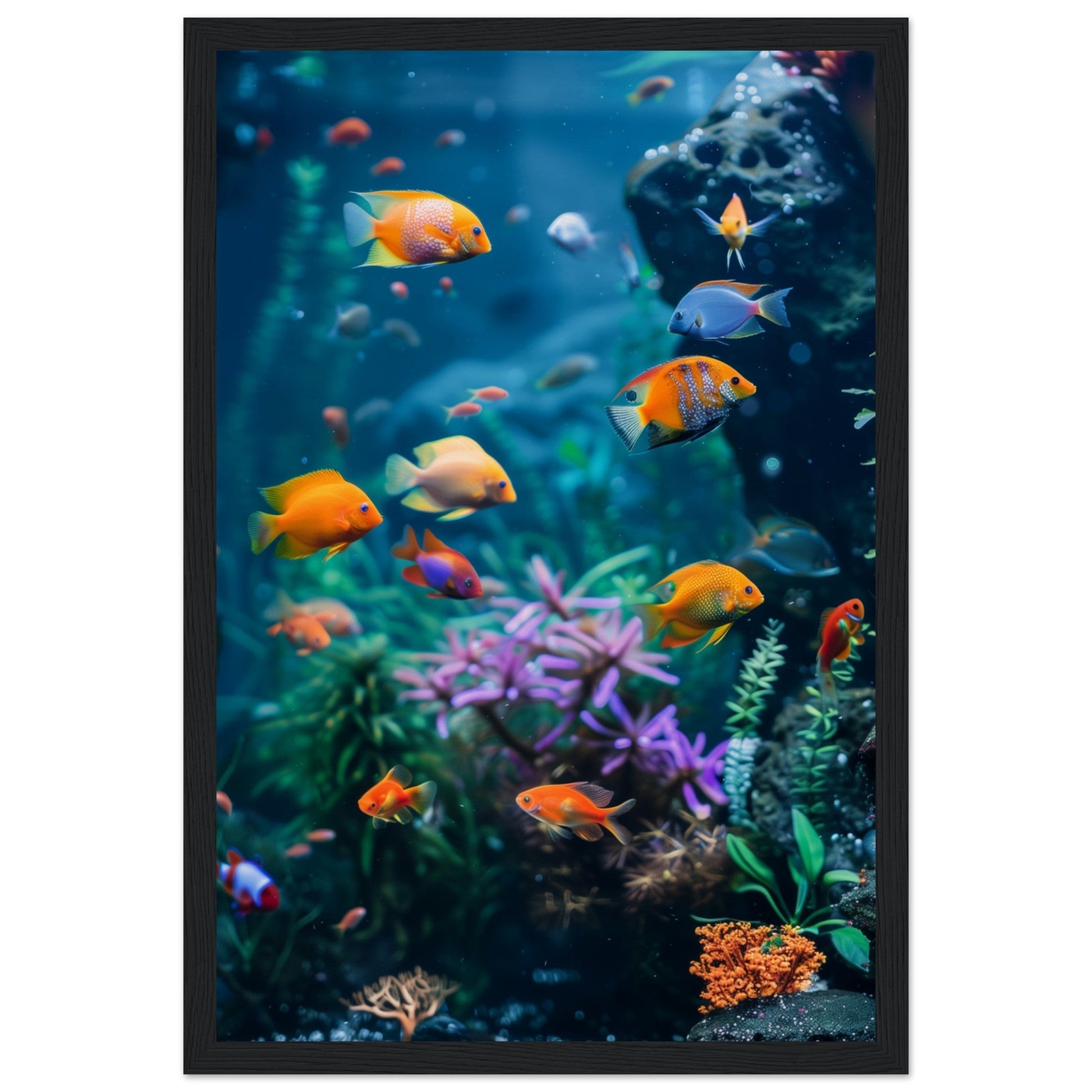 Poster Fond Aquarium ( 30x45-cm-Bois-noir)