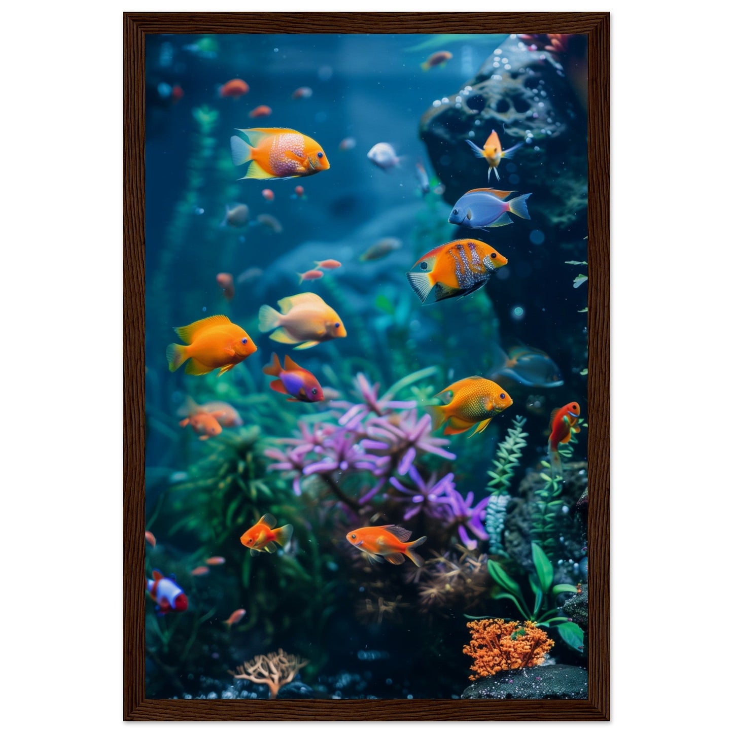 Poster Fond Aquarium ( 30x45-cm-Bois-foncé)