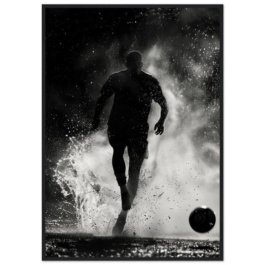 Poster Foot Noir et Blanc ( 70x100-cm-Bois-noir)