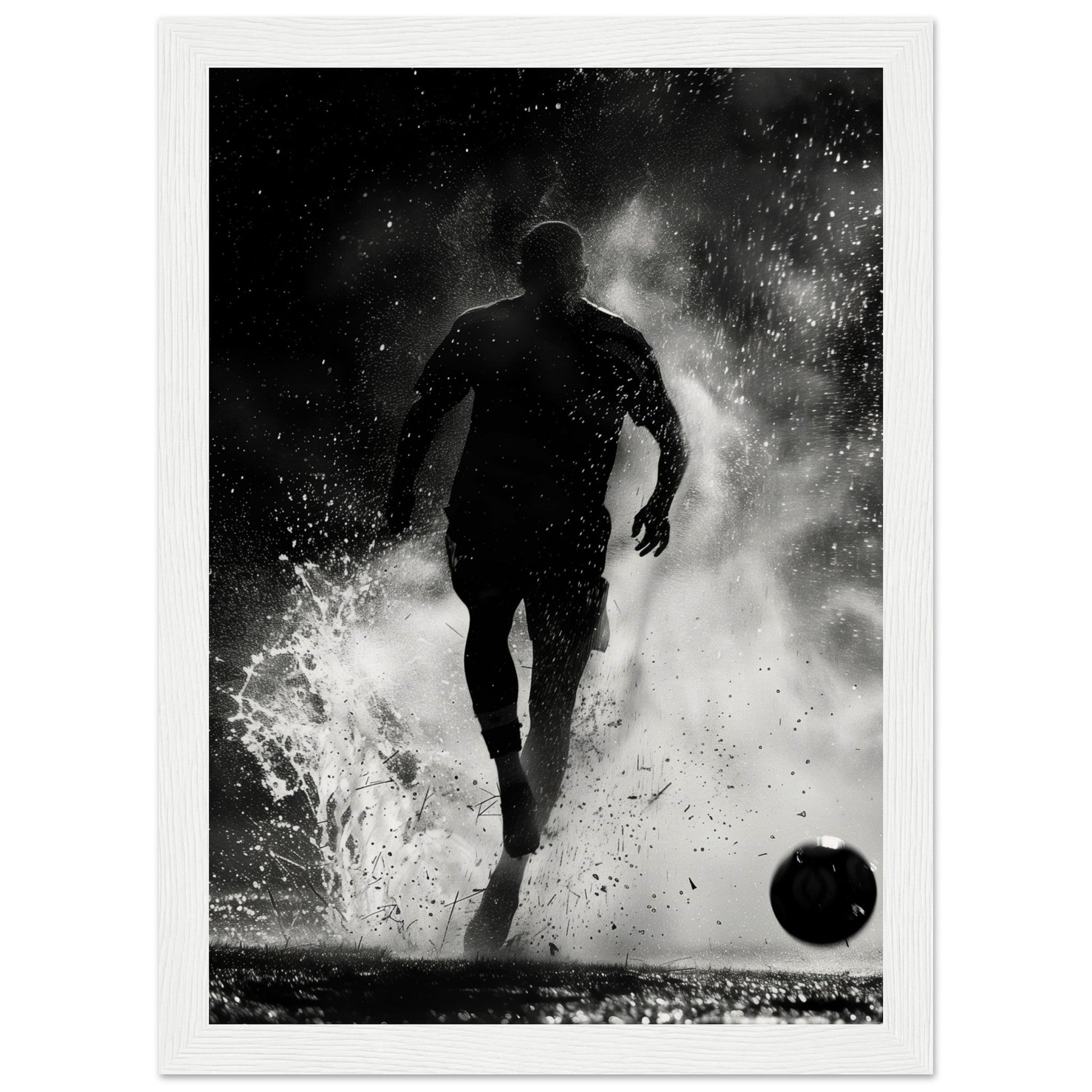 Poster Foot Noir et Blanc ( 21x29.7-cm-Bois-blanc)