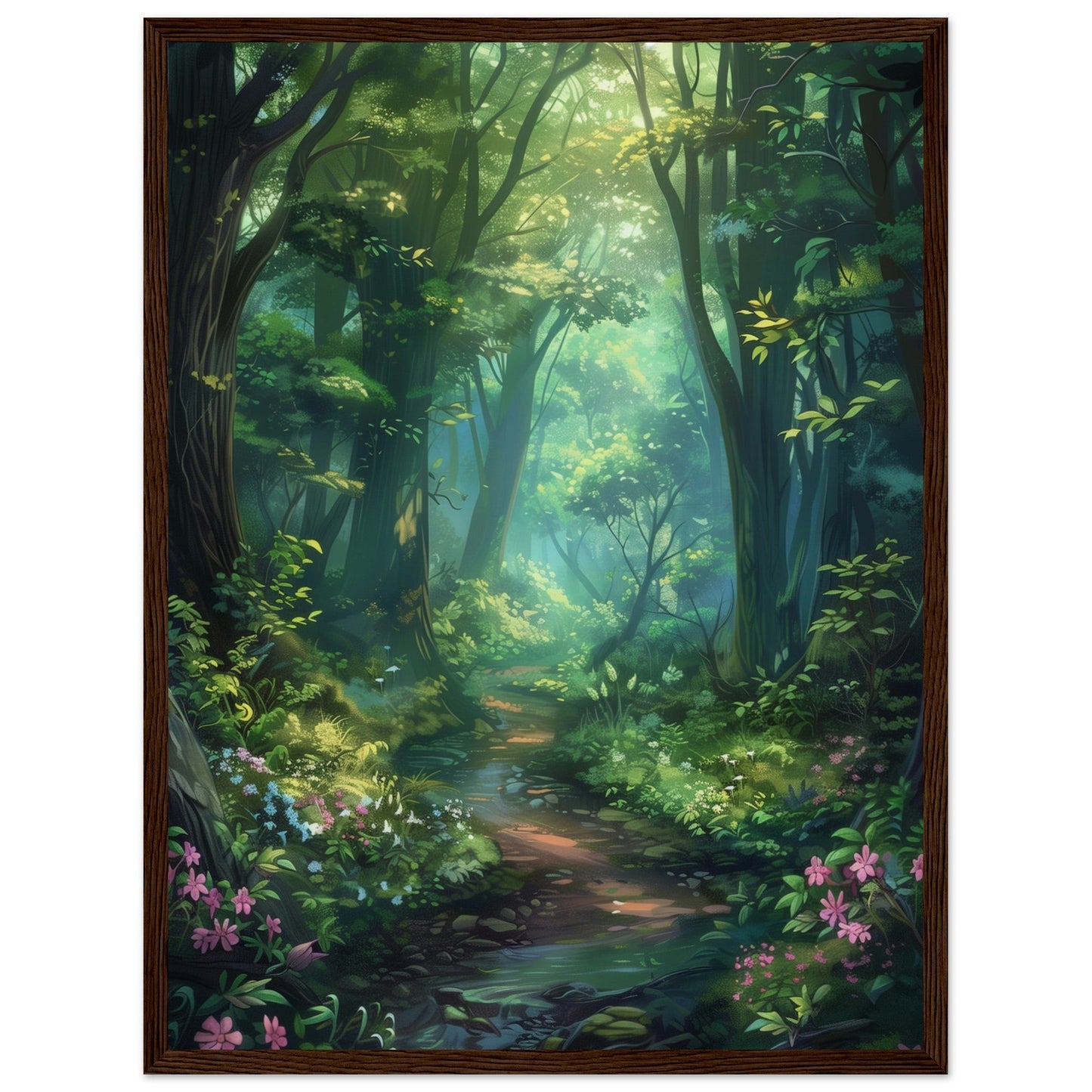 Poster Forêt ( 45x60-cm-Bois-foncé)