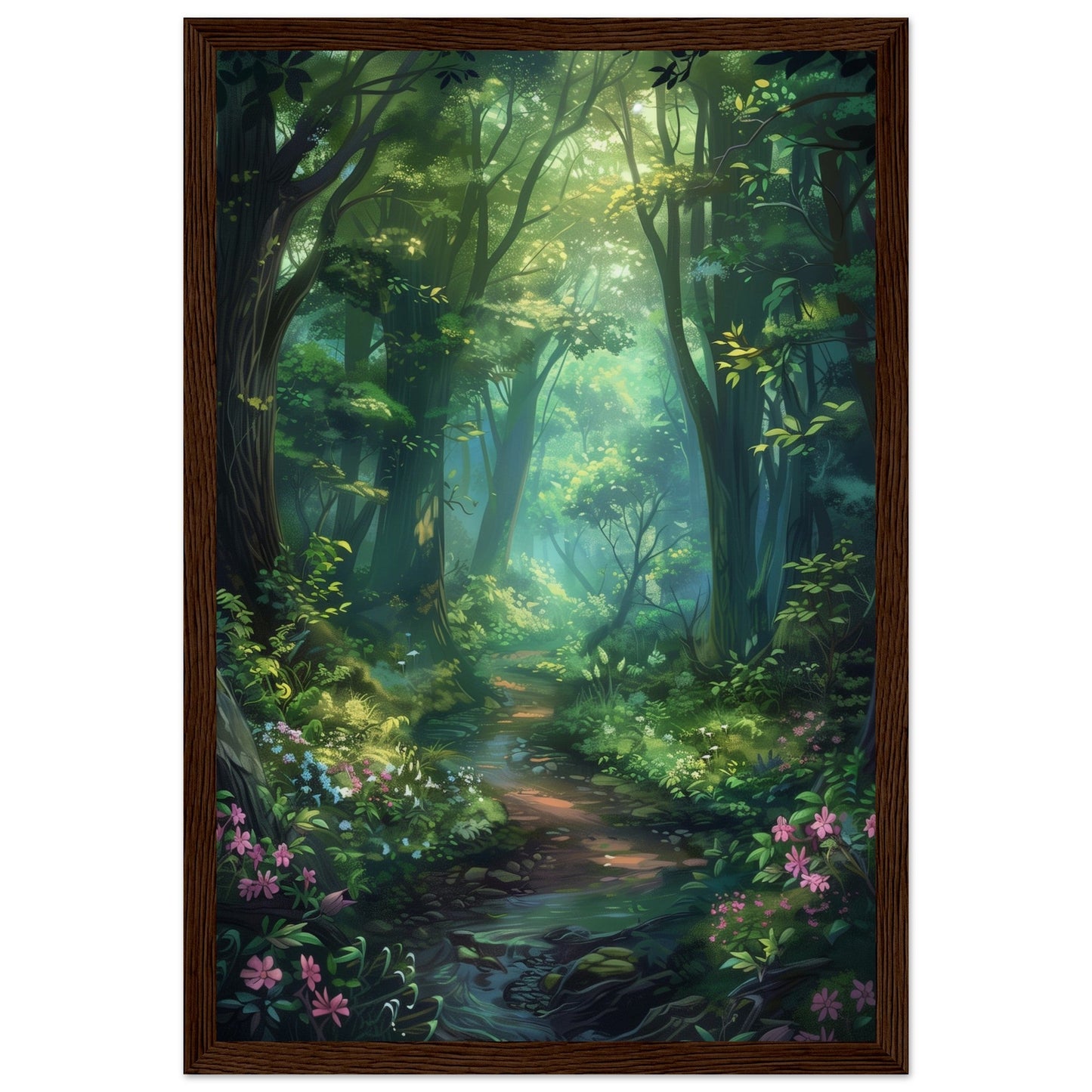 Poster Forêt ( 30x45-cm-Bois-foncé)