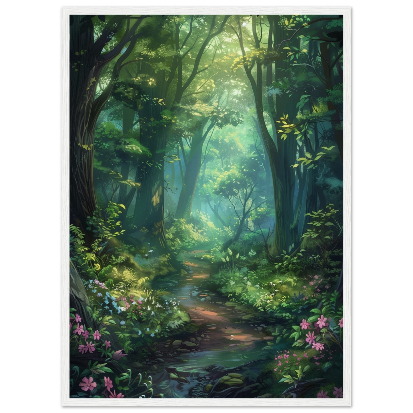 Poster Forêt ( 50x70-cm-Bois-blanc)