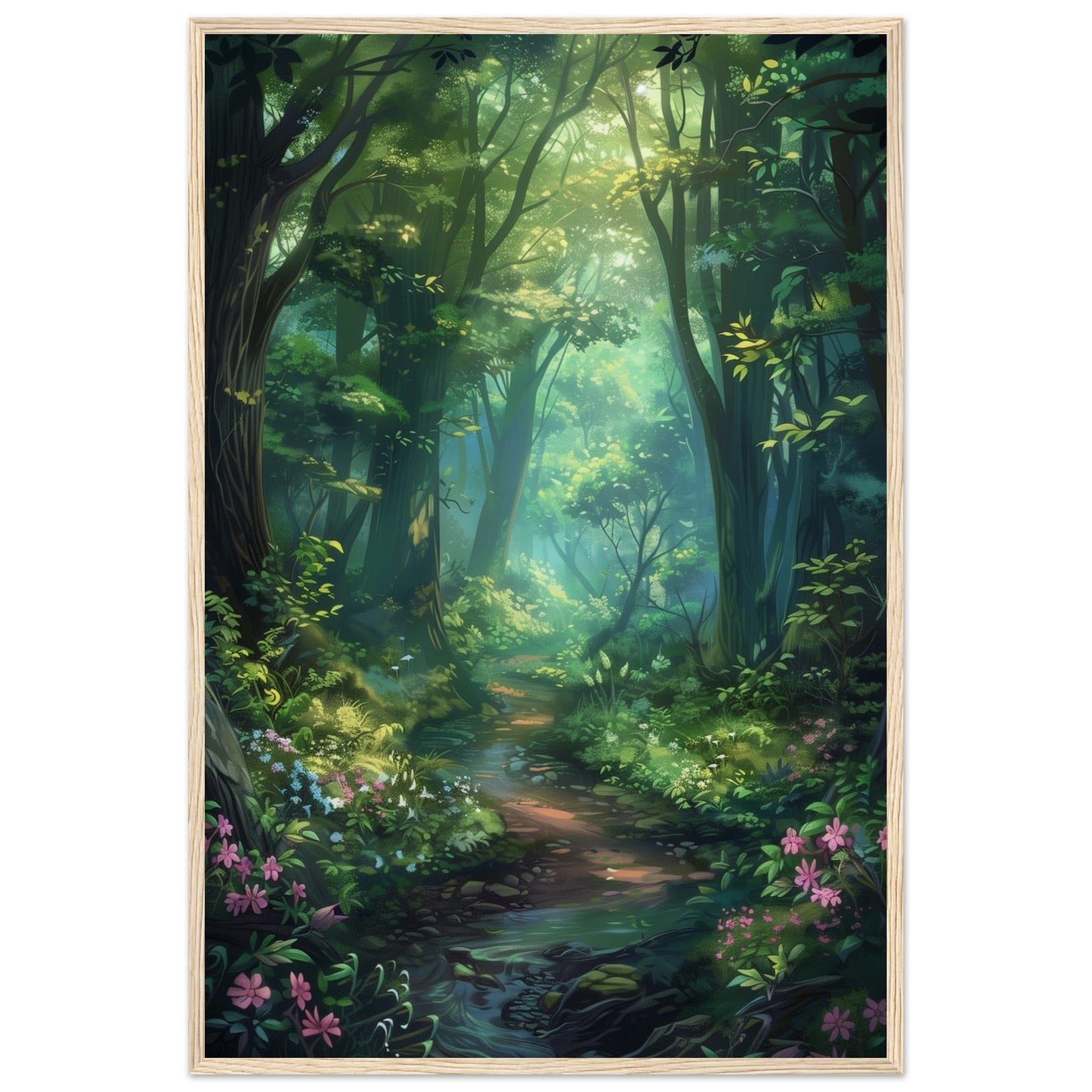 Poster Forêt ( 60x90-cm-Bois-clair)