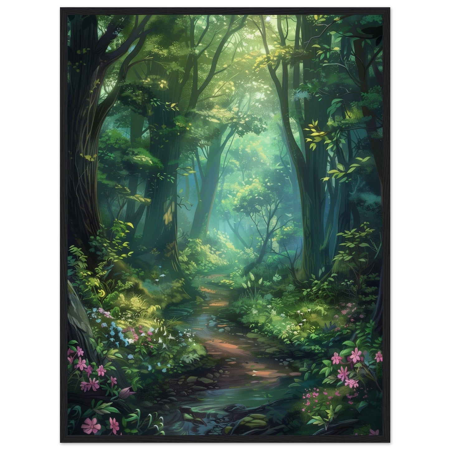 Poster Forêt ( 60x80-cm-Bois-noir)