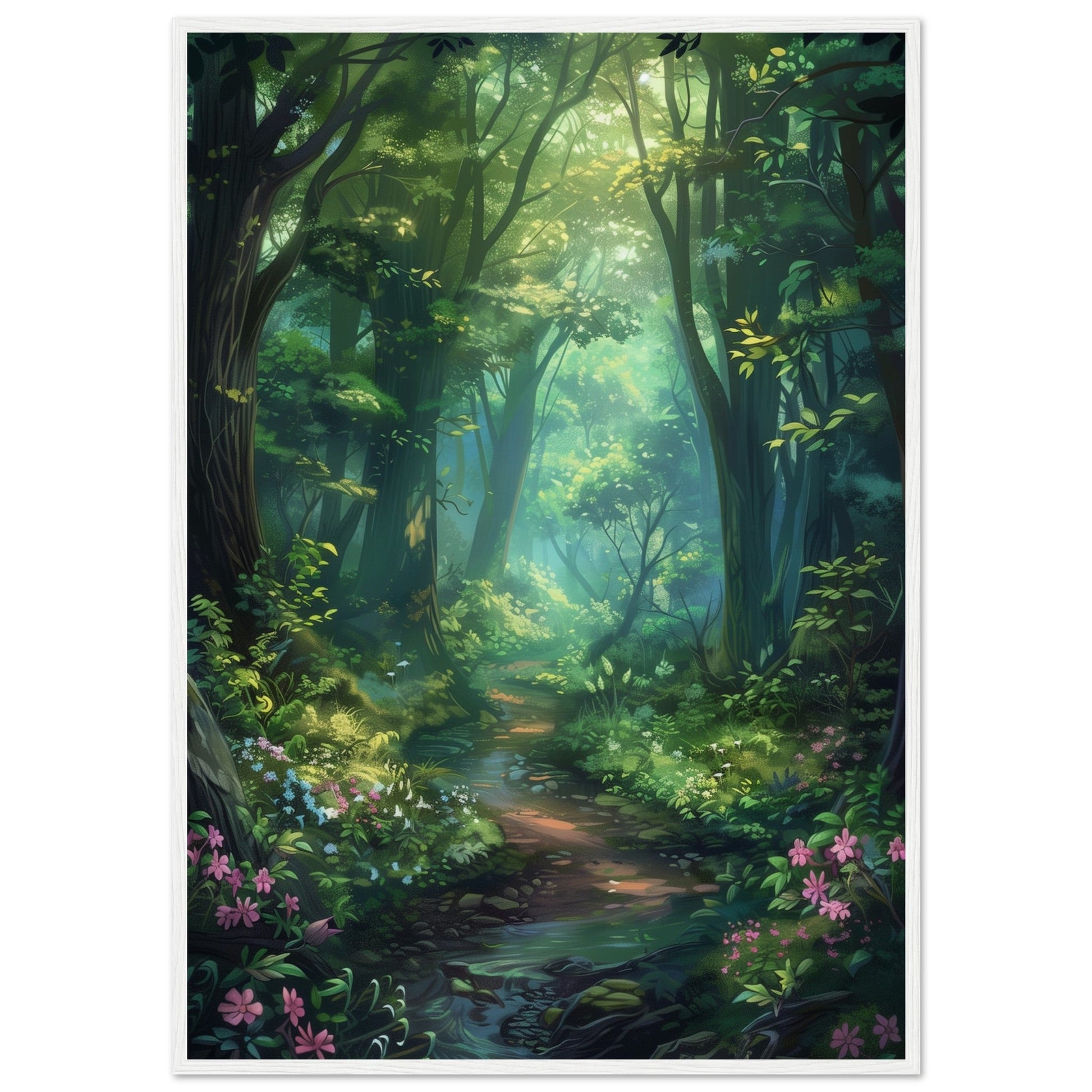 Poster Forêt ( 70x100-cm-Bois-blanc)