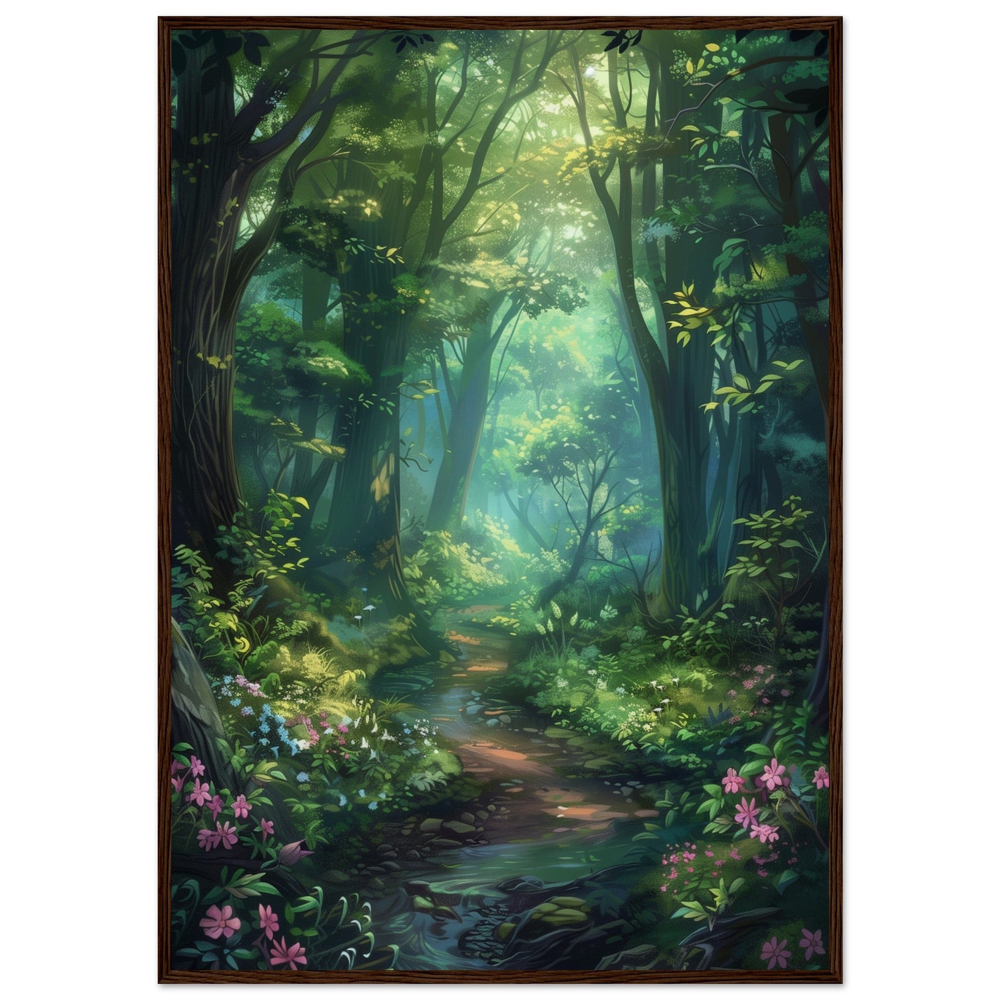 Poster Forêt ( 70x100-cm-Bois-foncé)