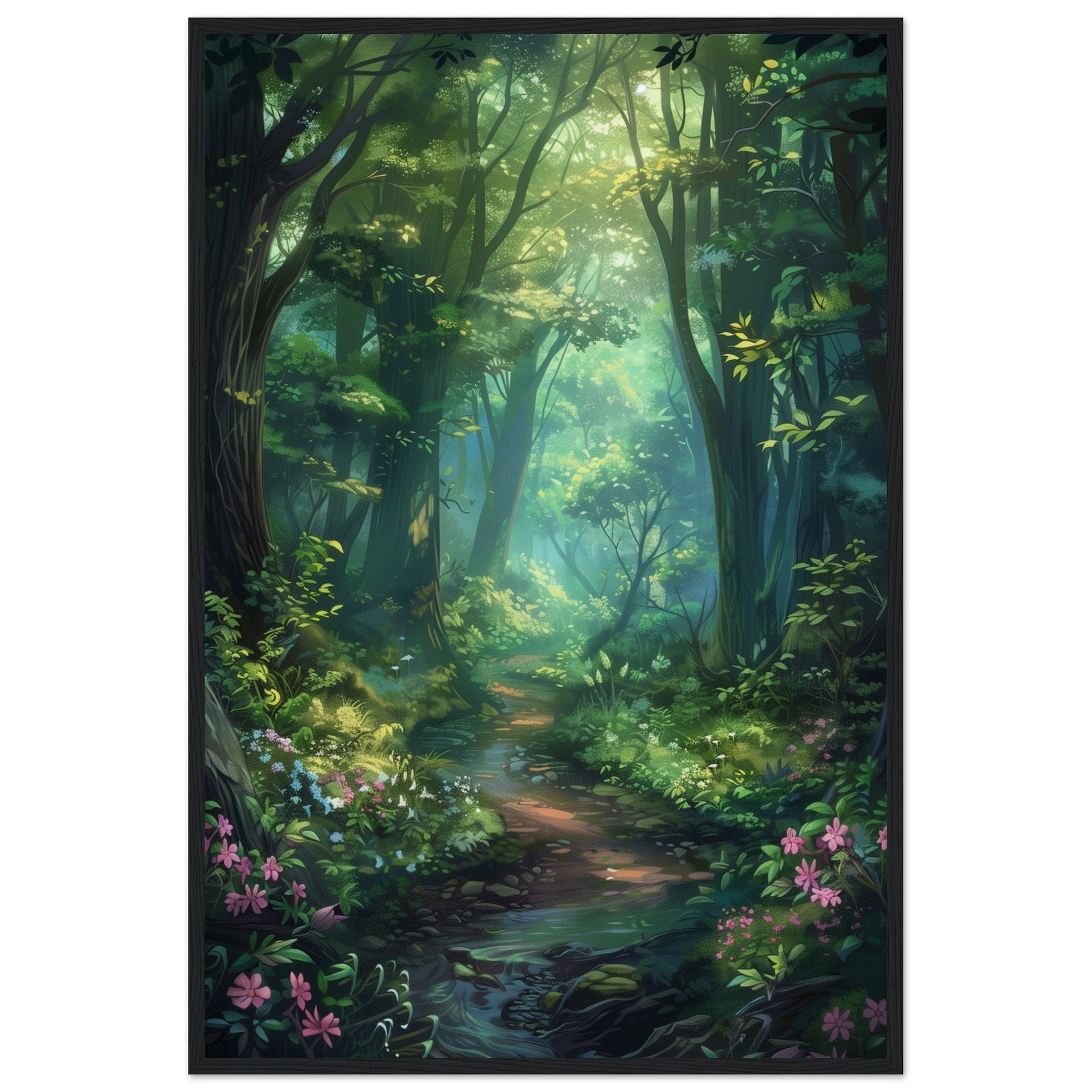 Poster Forêt ( 60x90-cm-Bois-noir)