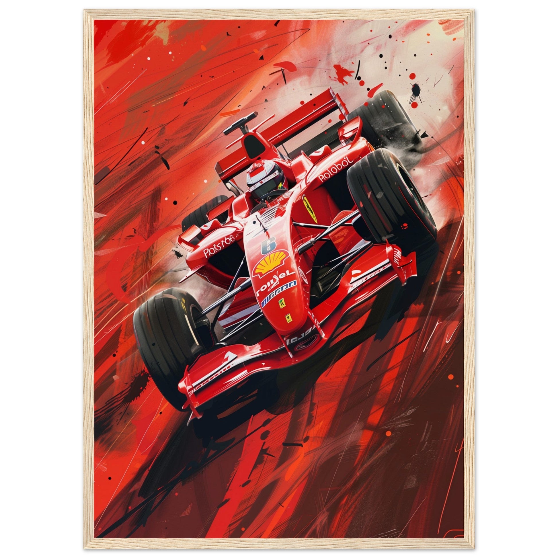 Poster Formule 1 Ferrari ( 50x70-cm-Bois-clair)