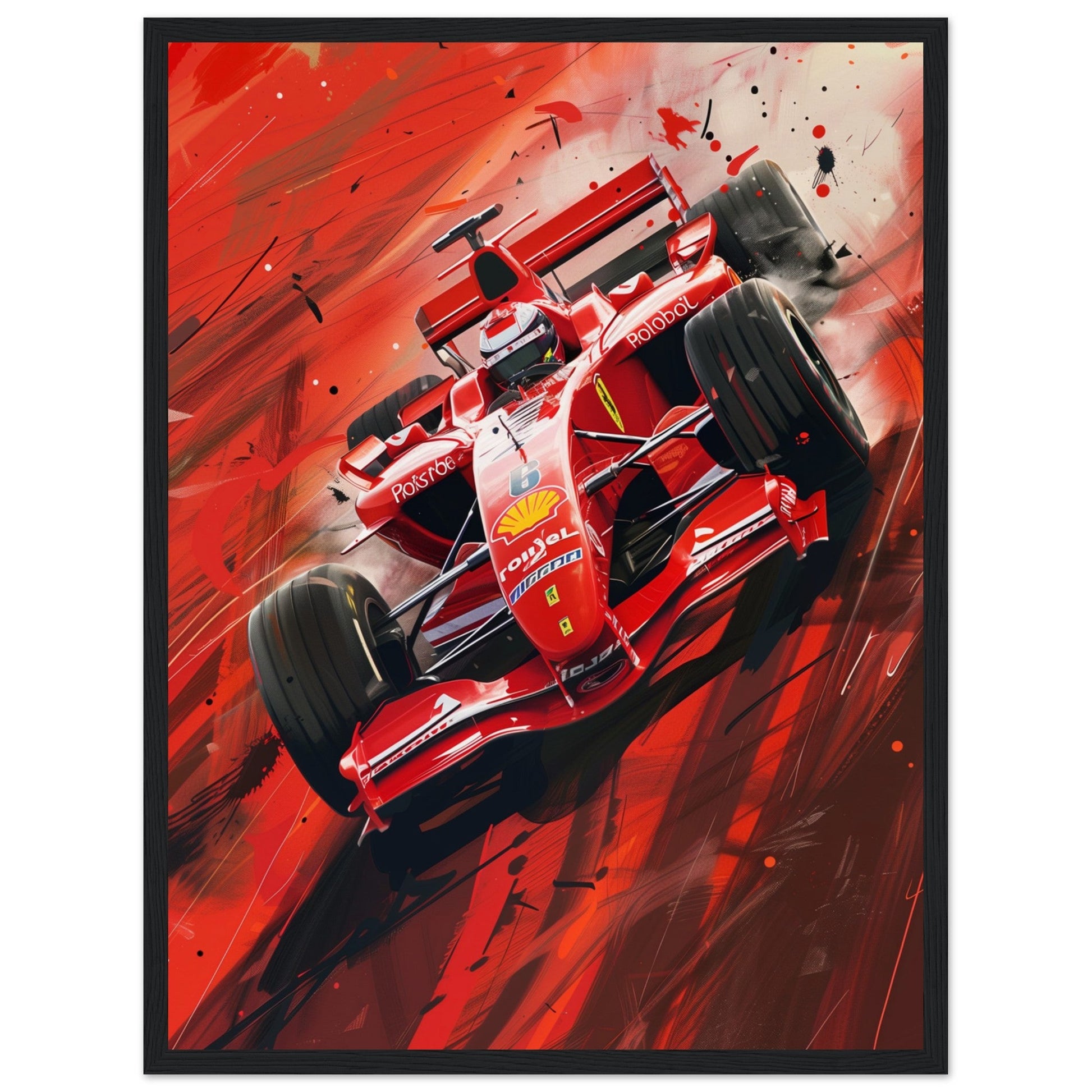 Poster Formule 1 Ferrari ( 45x60-cm-Bois-noir)