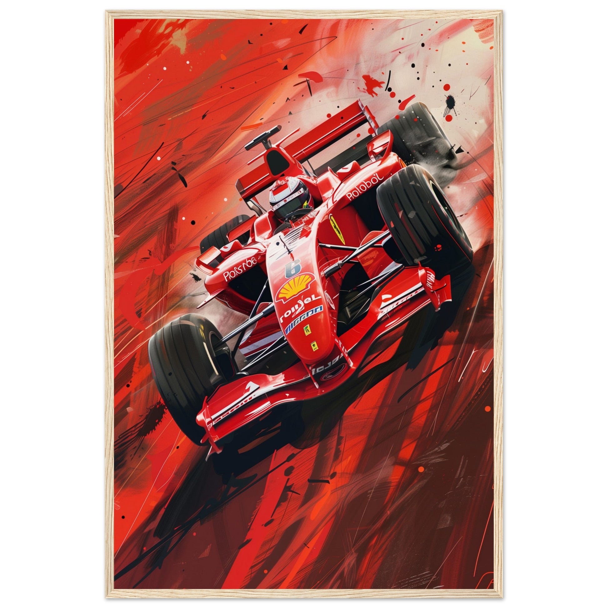 Poster Formule 1 Ferrari ( 60x90-cm-Bois-clair)