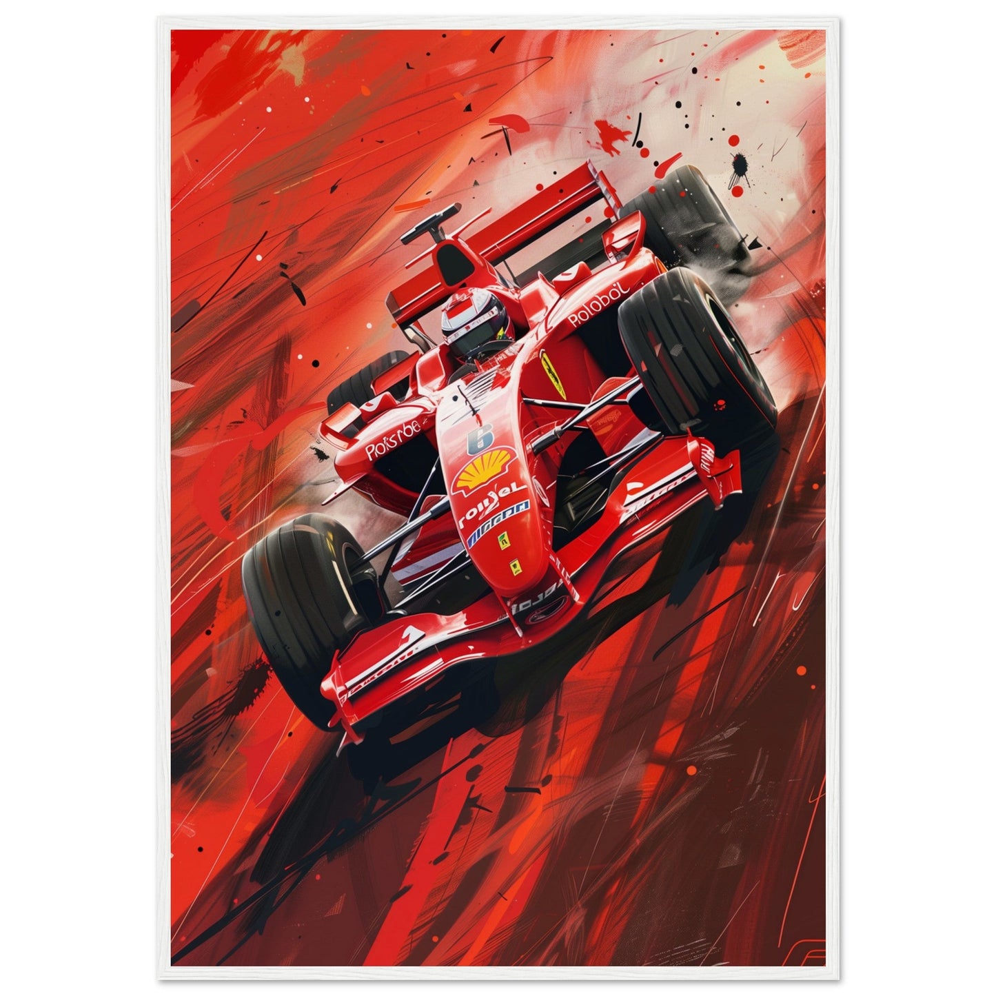 Poster Formule 1 Ferrari ( 70x100-cm-Bois-blanc)