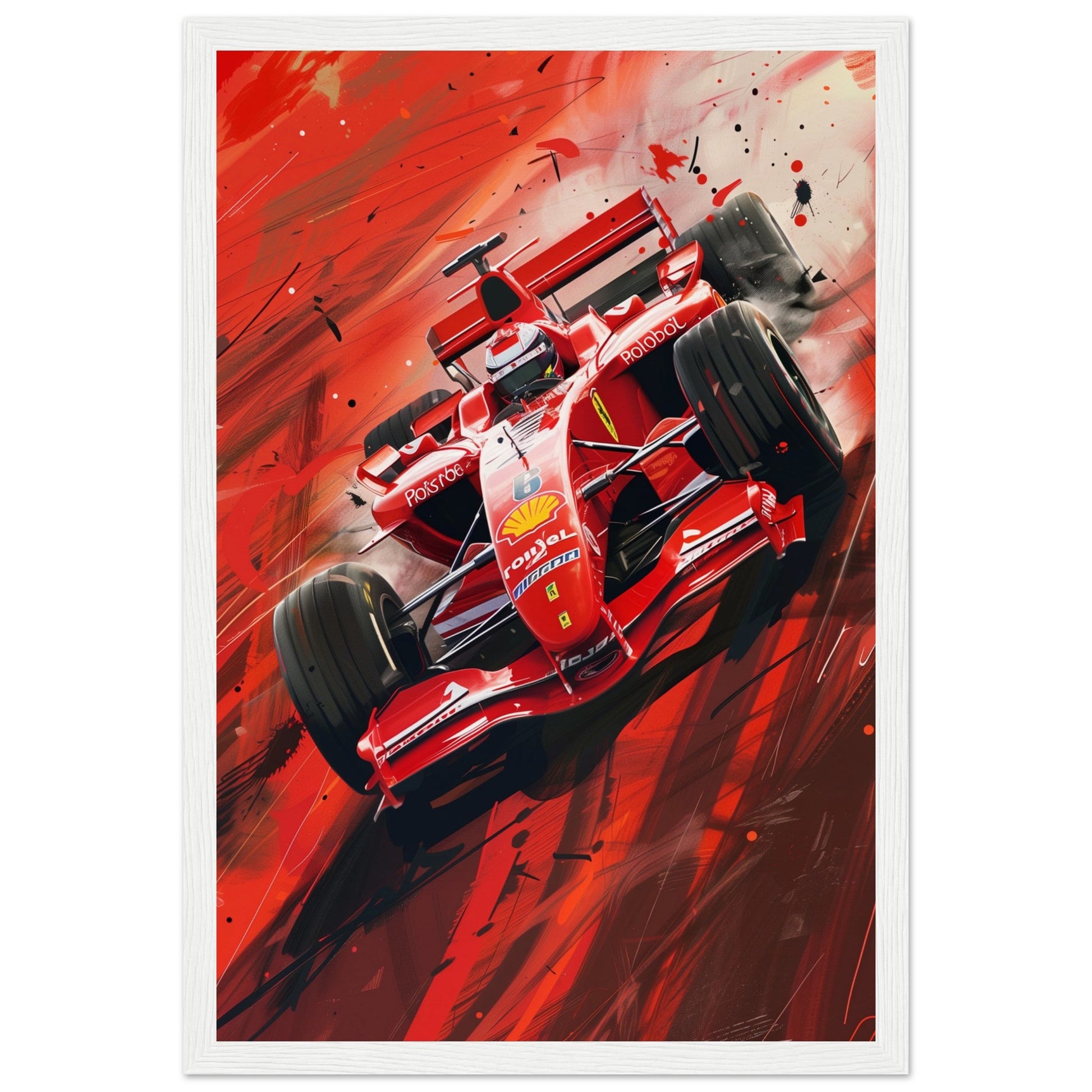 Poster Formule 1 Ferrari ( 30x45-cm-Bois-blanc)