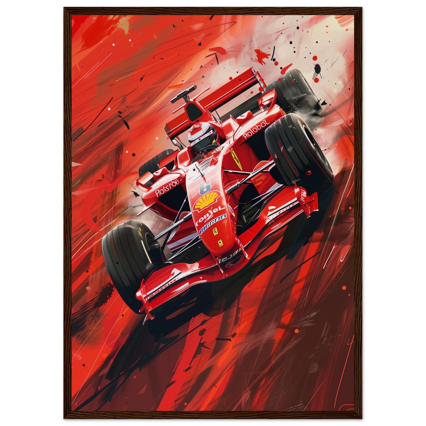 Poster Formule 1 Ferrari ( 50x70-cm-Bois-foncé)